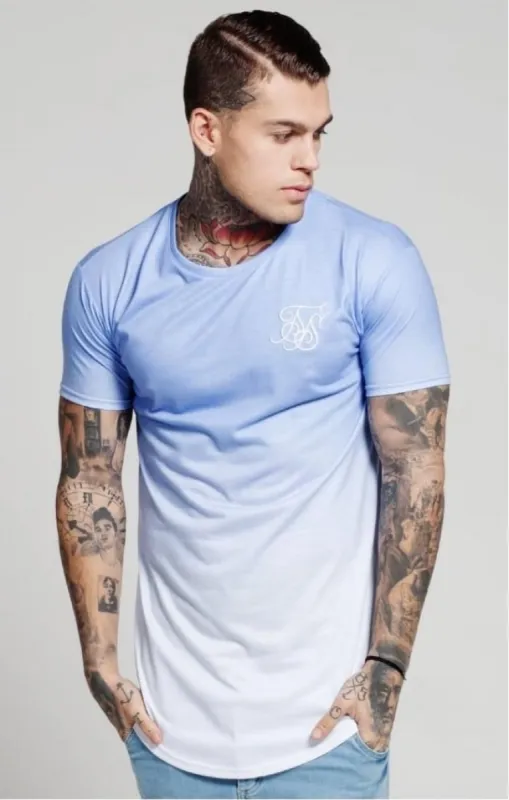 SikSilk Curved Hem Faded Tee - Belair Blue Fade sold by Siksilk