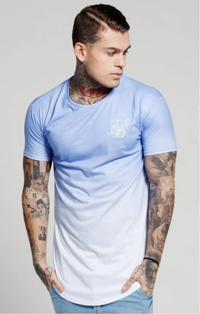SikSilk Curved Hem Faded Tee - Belair Blue Fade sold by Siksilk