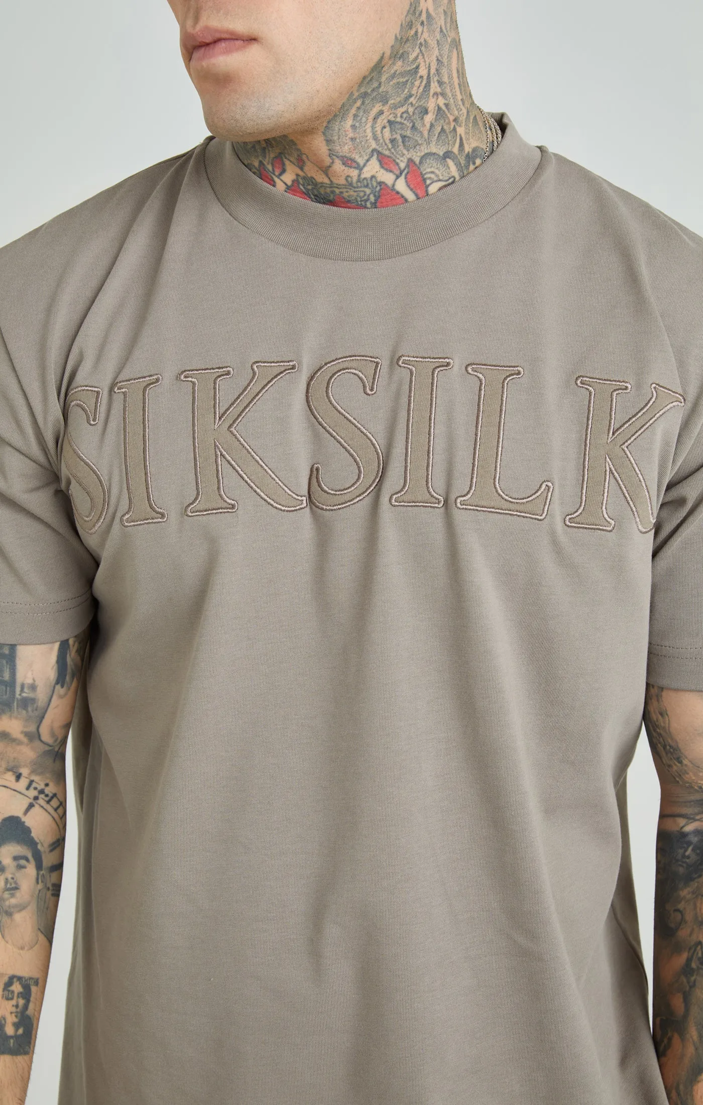 Brown Applique Logo Oversized Fit T-Shirt sold by Siksilk product image thumbnail 3