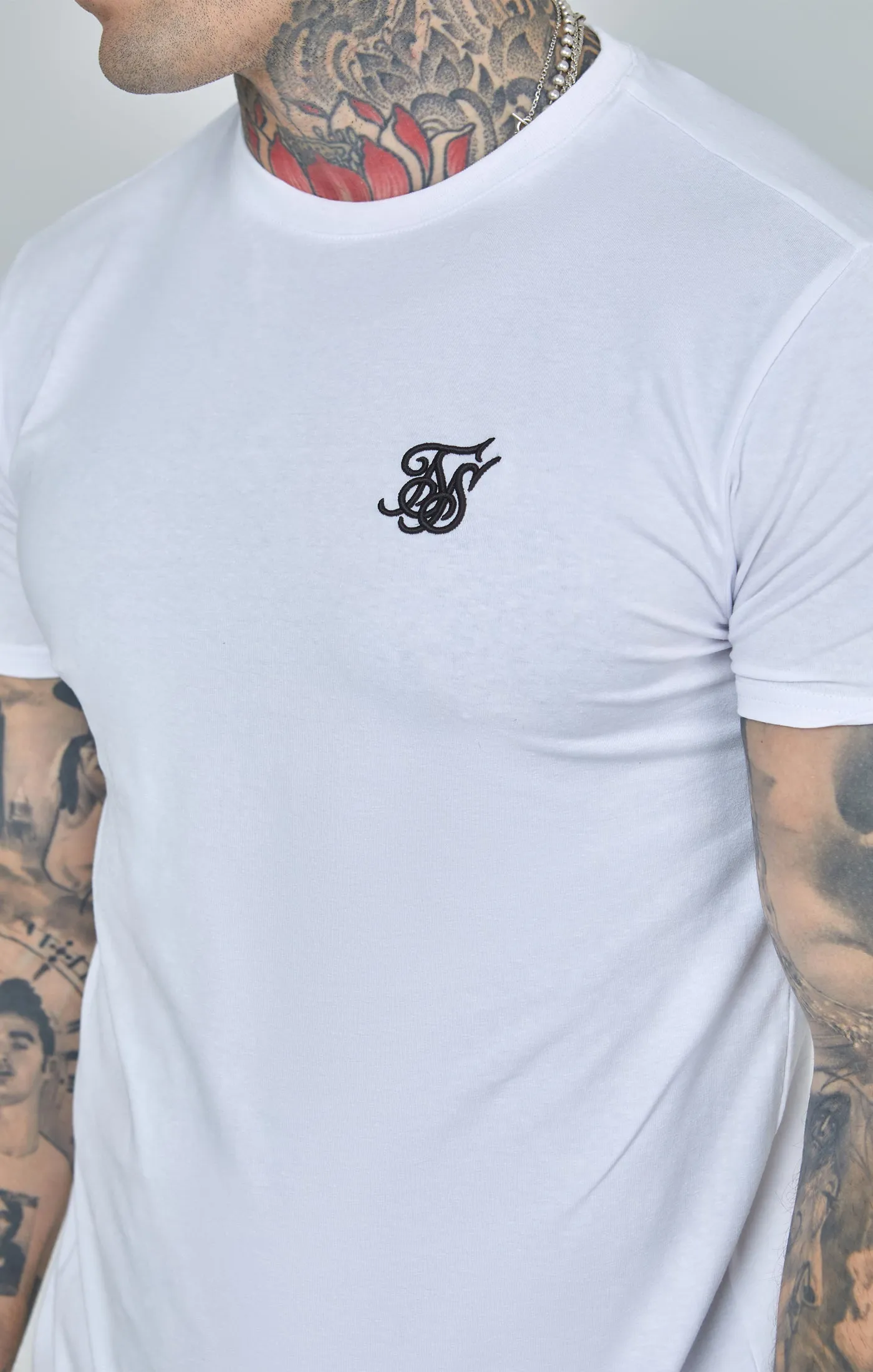 White Essential Short Sleeve Muscle Fit T-Shirt sold by Siksilk product image thumbnail 3