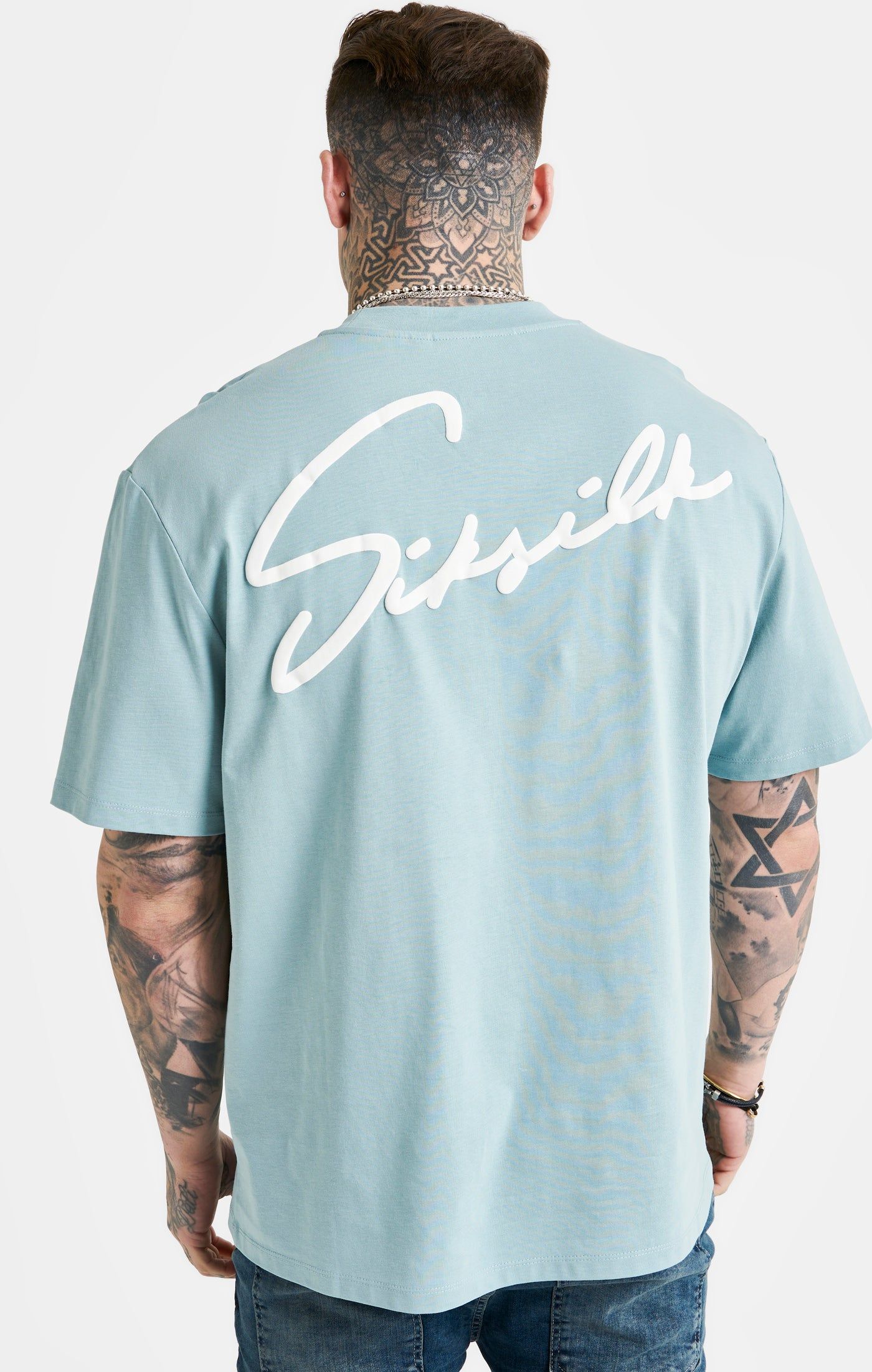 Blue Script Embroidery Oversized T-Shirt sold by Siksilk product image thumbnail 6