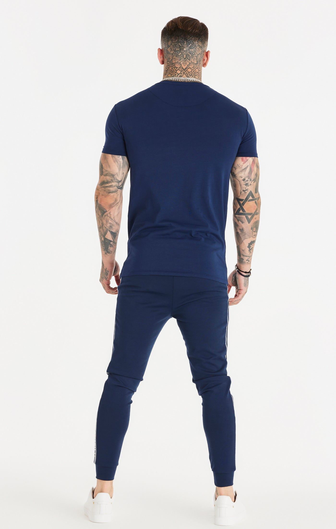 Navy Knitted Tape Muscle Fit T-Shirt sold by Siksilk product image thumbnail 6