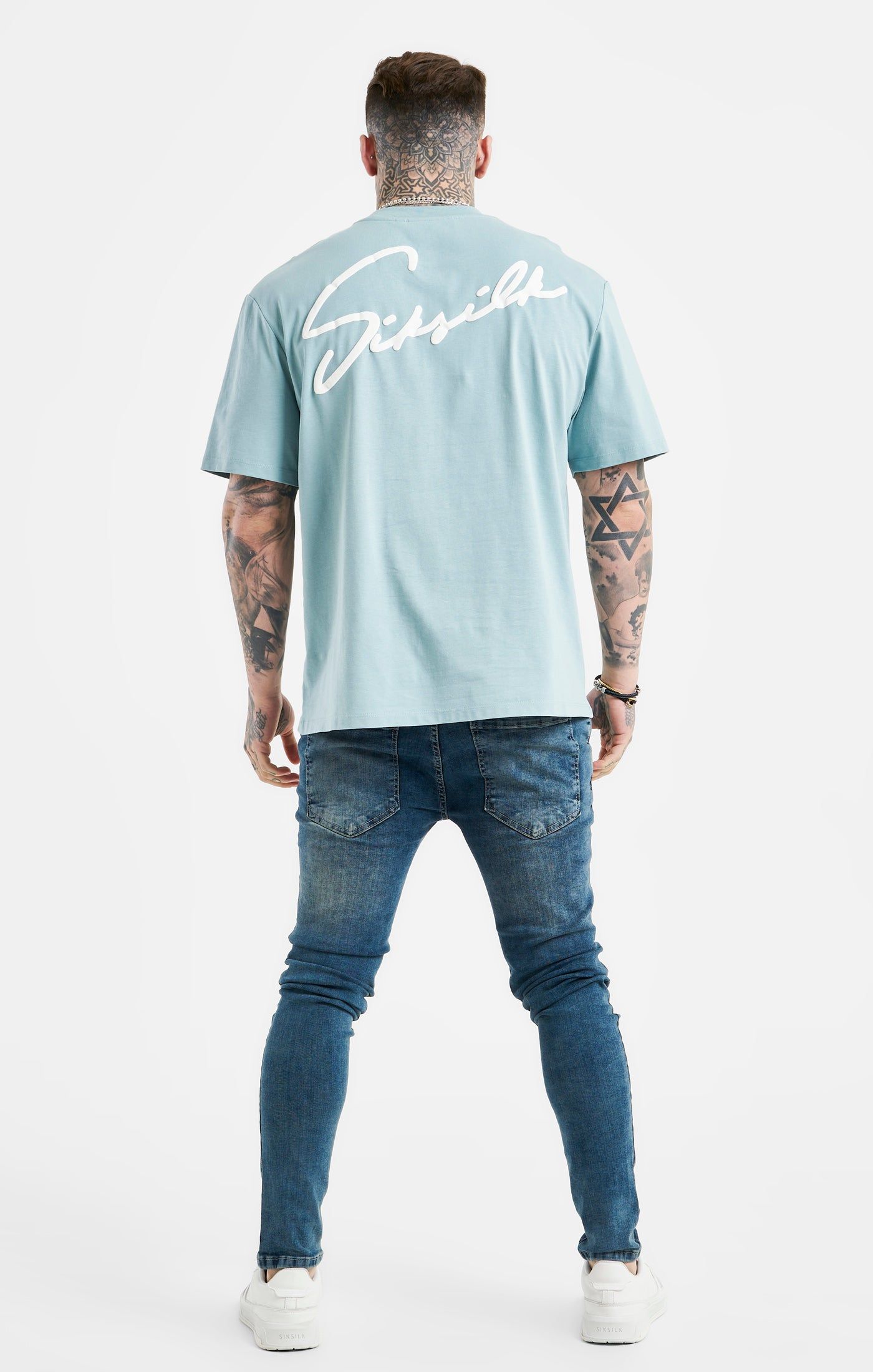 Blue Script Embroidery Oversized T-Shirt sold by Siksilk product image thumbnail 5