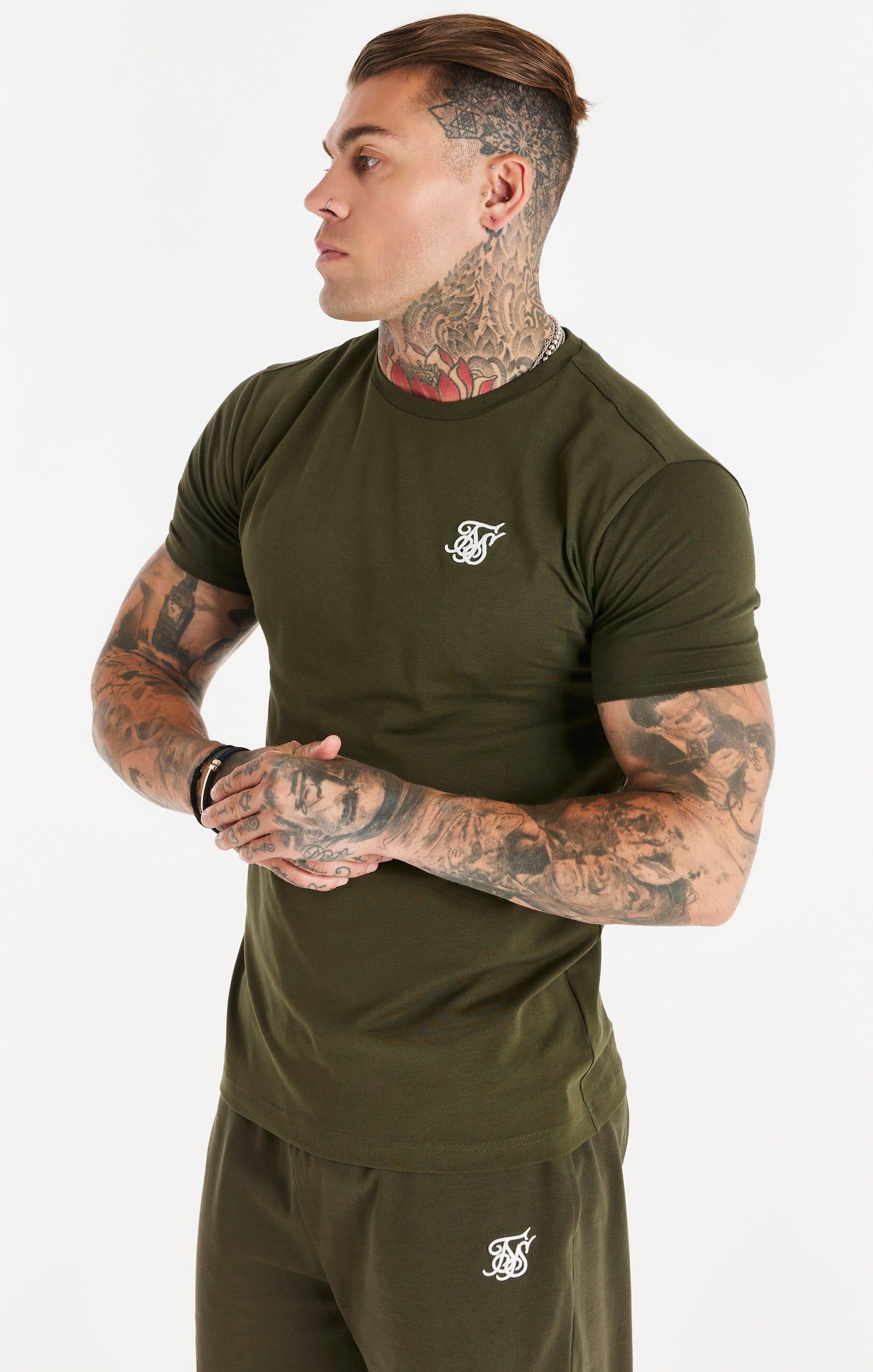 Khaki Muscle Fit T-Shirt sold by Siksilk