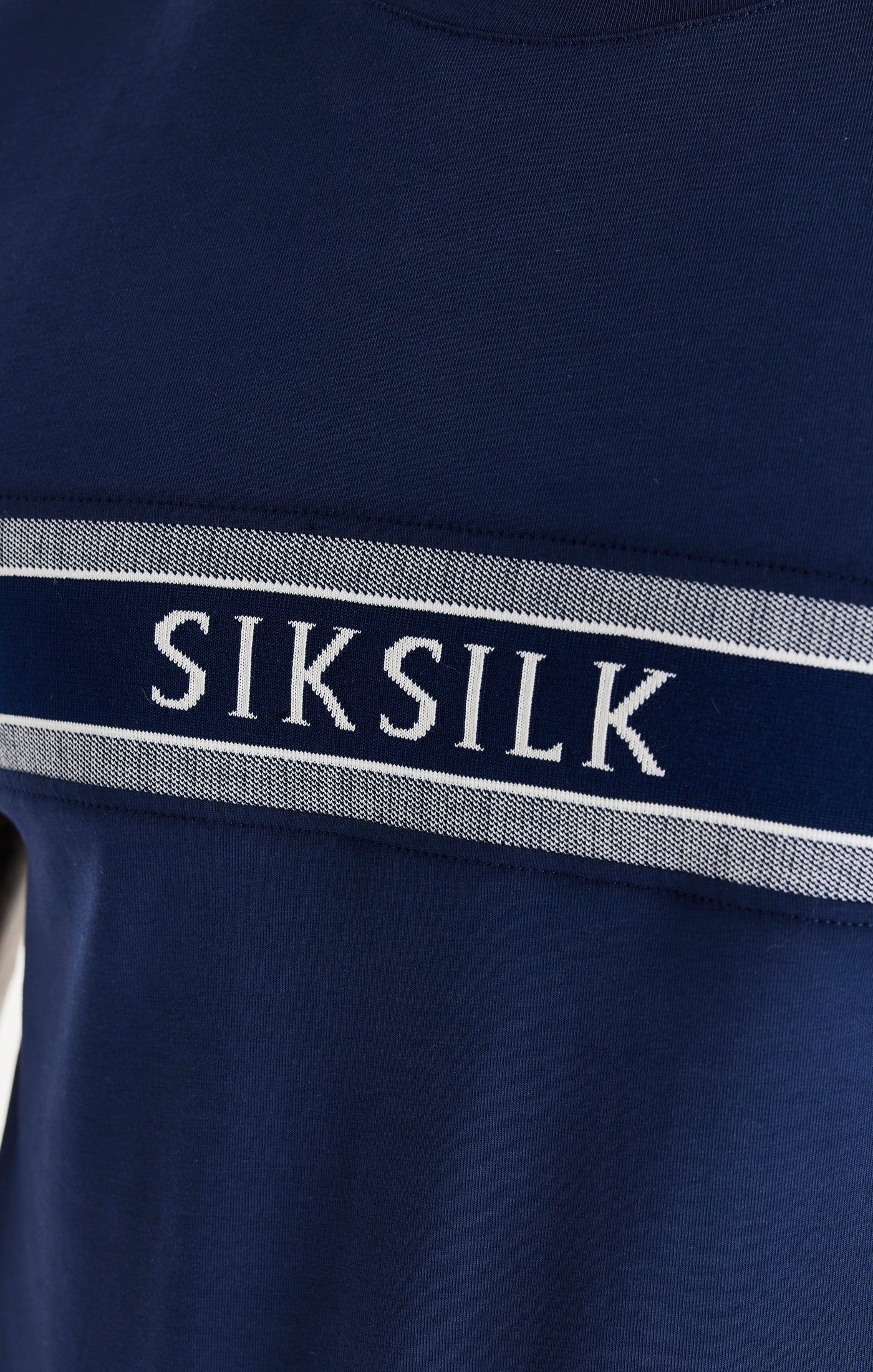 Navy Knitted Tape Muscle Fit T-Shirt sold by Siksilk product image thumbnail 2