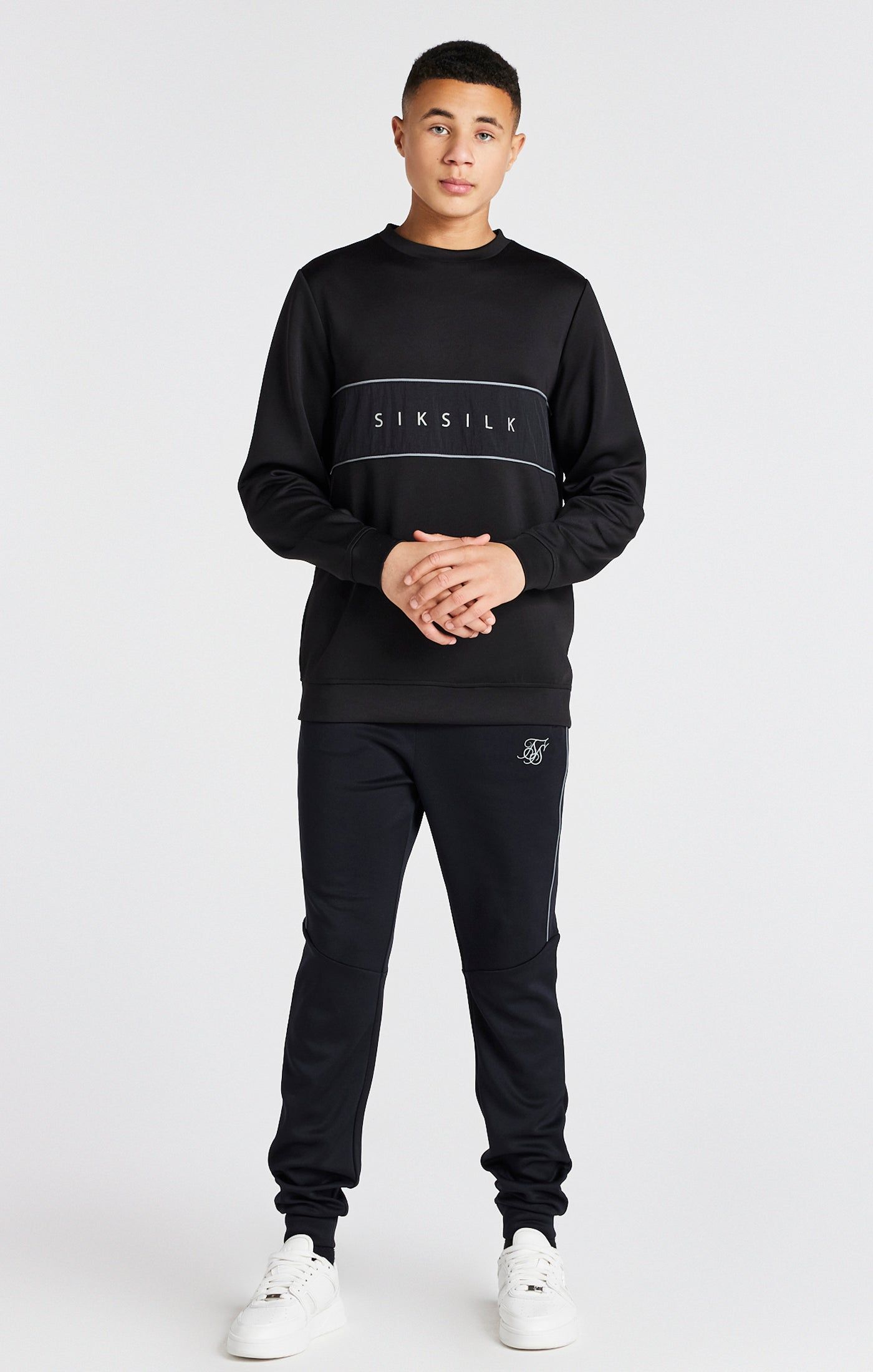 Boys Black Poly Crew Sweatshirt sold by Siksilk product image thumbnail 3