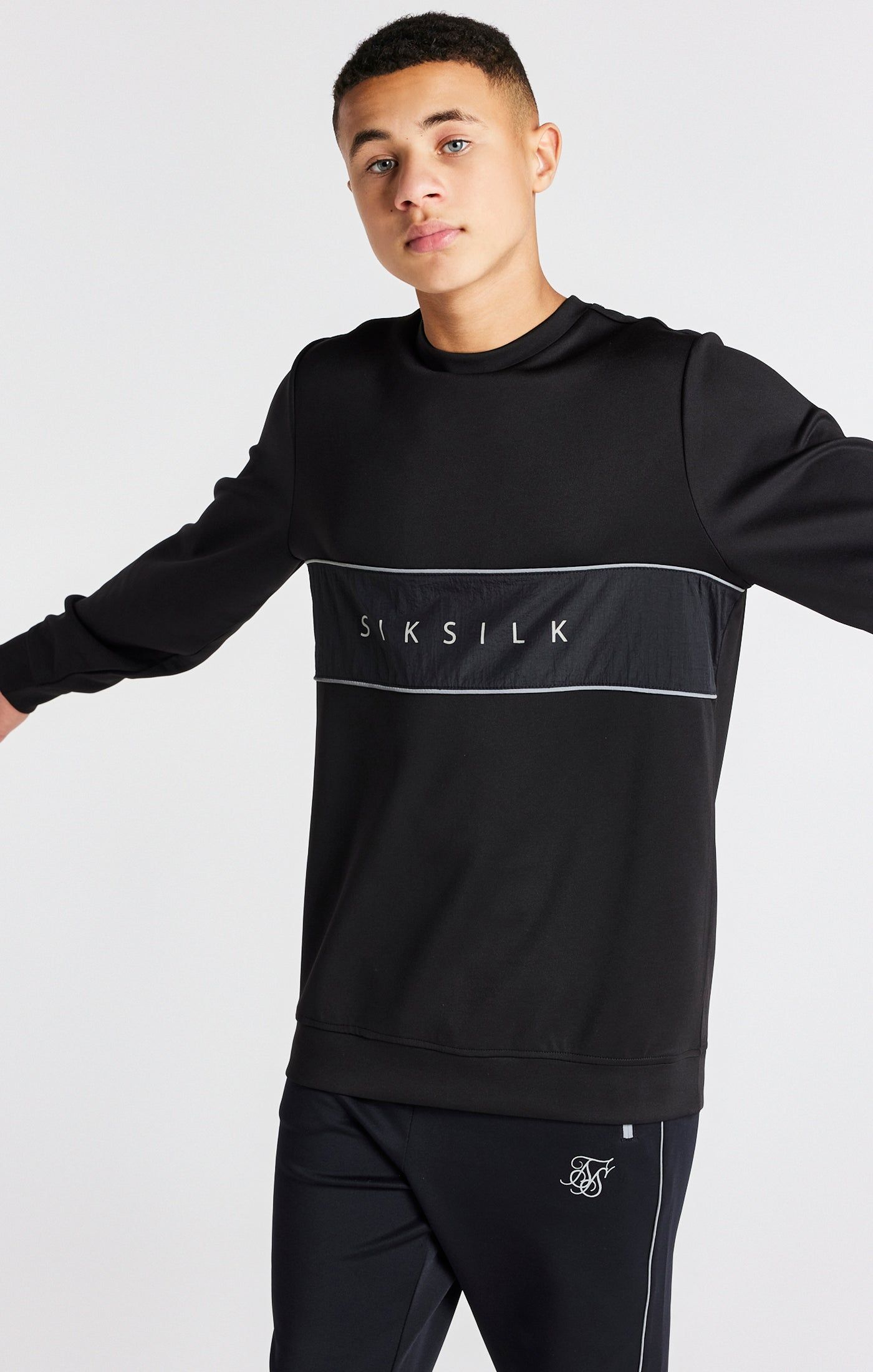 Boys Black Poly Crew Sweatshirt sold by Siksilk product image thumbnail 7