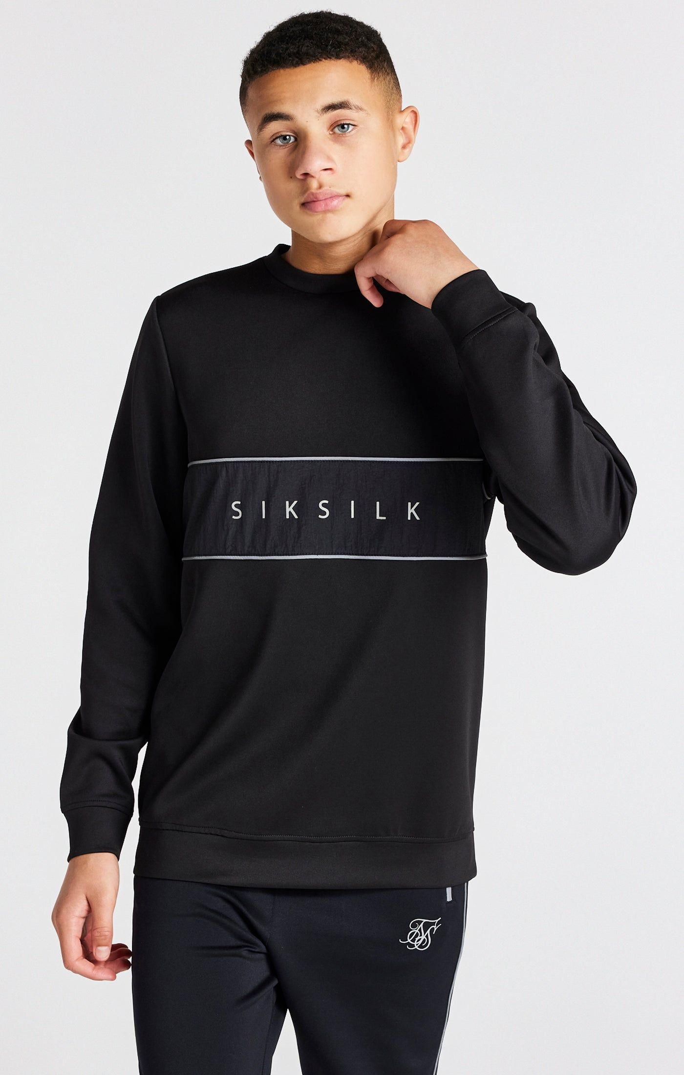 Boys Black Poly Crew Sweatshirt sold by Siksilk product image thumbnail 8