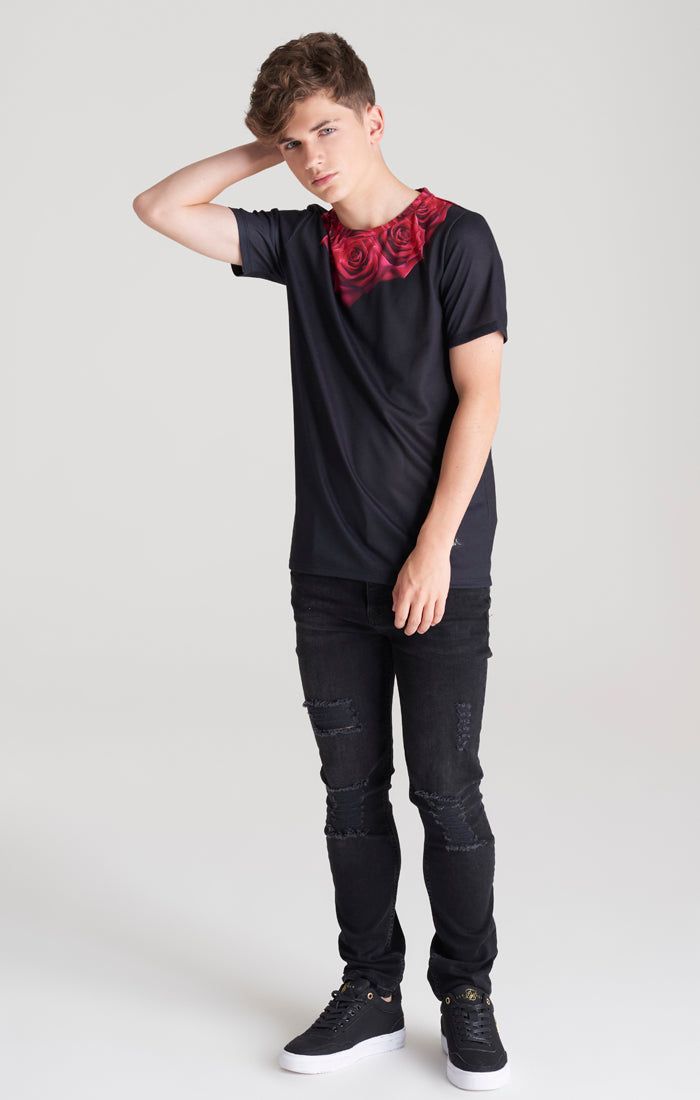 Boys Black Rose T-Shirt sold by Siksilk product image thumbnail 4