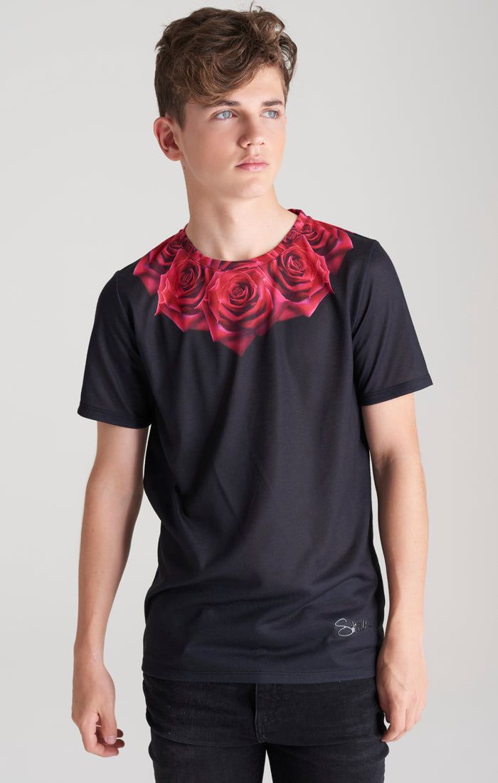 Boys Black Rose T-Shirt sold by Siksilk