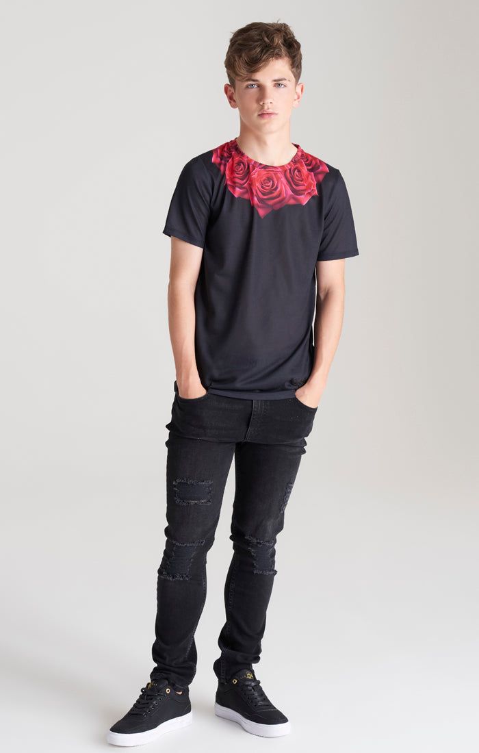 Boys Black Rose T-Shirt sold by Siksilk product image thumbnail 5