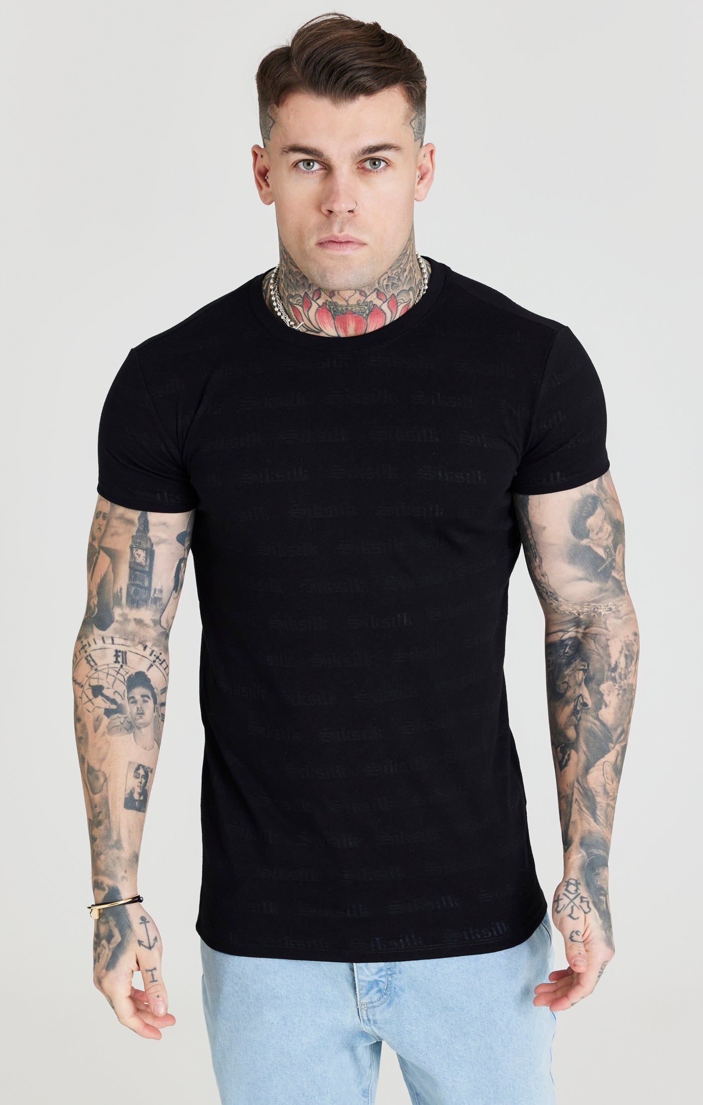 SikSilk Jacquard Tee - Black sold by Siksilk