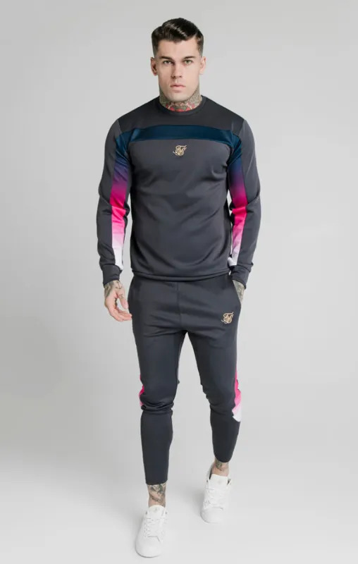 SikSilk Tri-Fade Panel Crew Swat - Midnight Grey sold by Siksilk