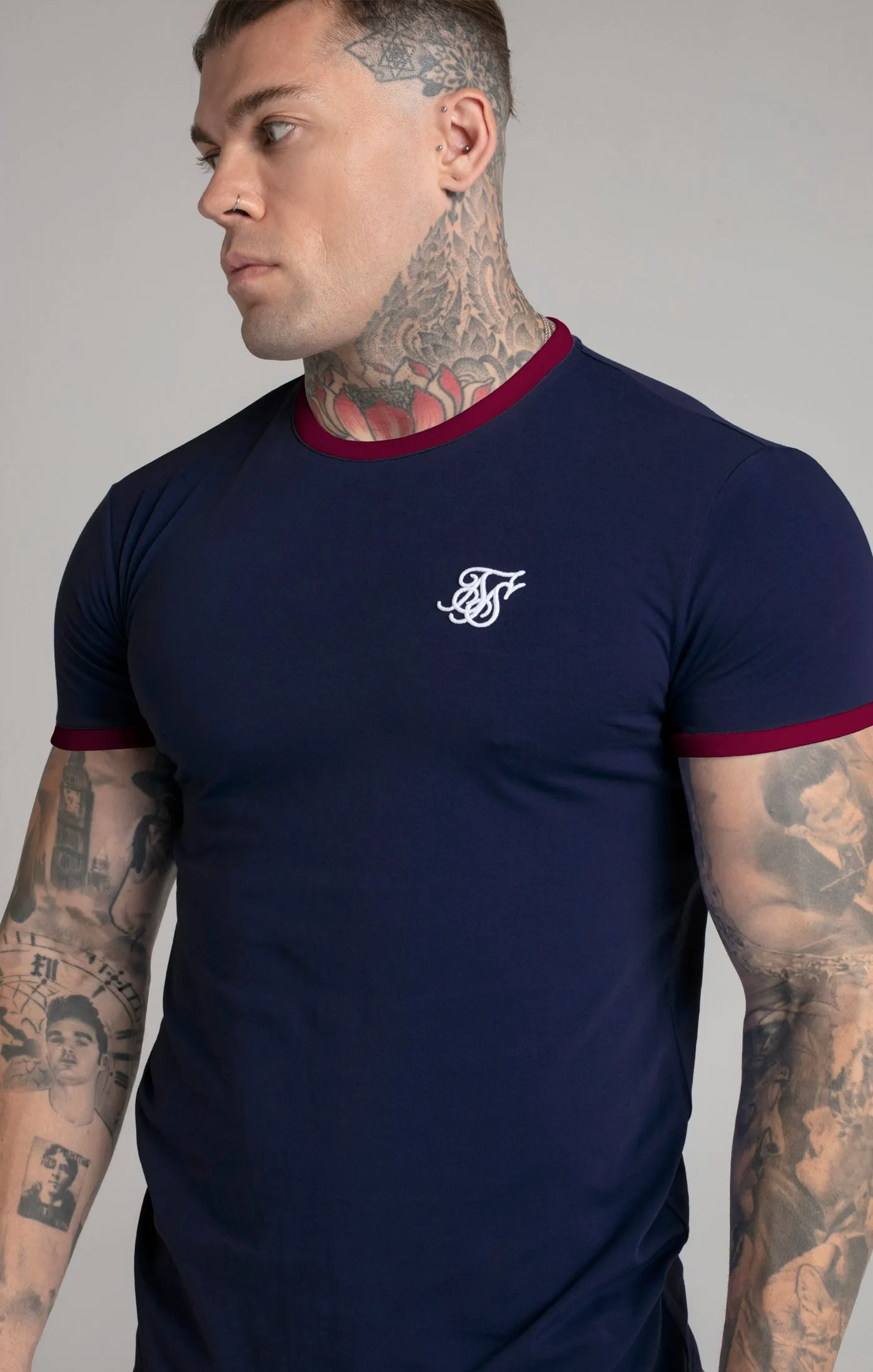 Navy Short Sleeve Ringer T-Shirt sold by Siksilk product image thumbnail 4