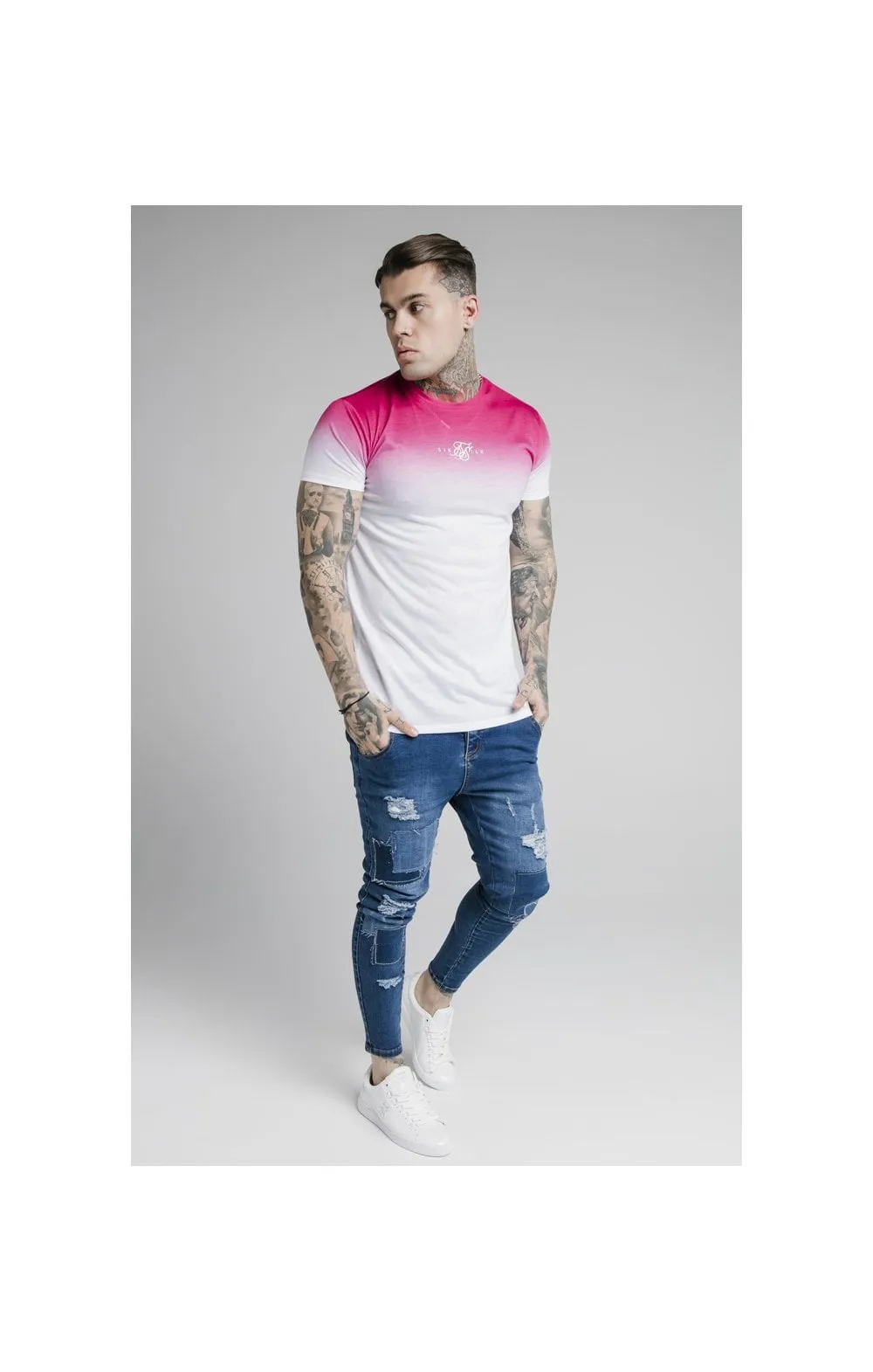 SikSilk High Fade Tee - Pink & White sold by Siksilk product image thumbnail 5