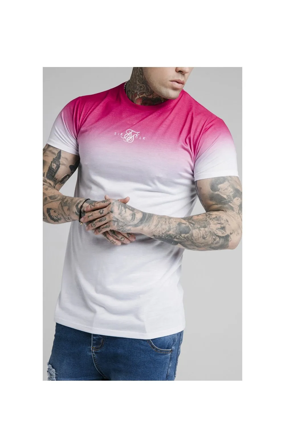 SikSilk High Fade Tee - Pink & White sold by Siksilk product image thumbnail 2