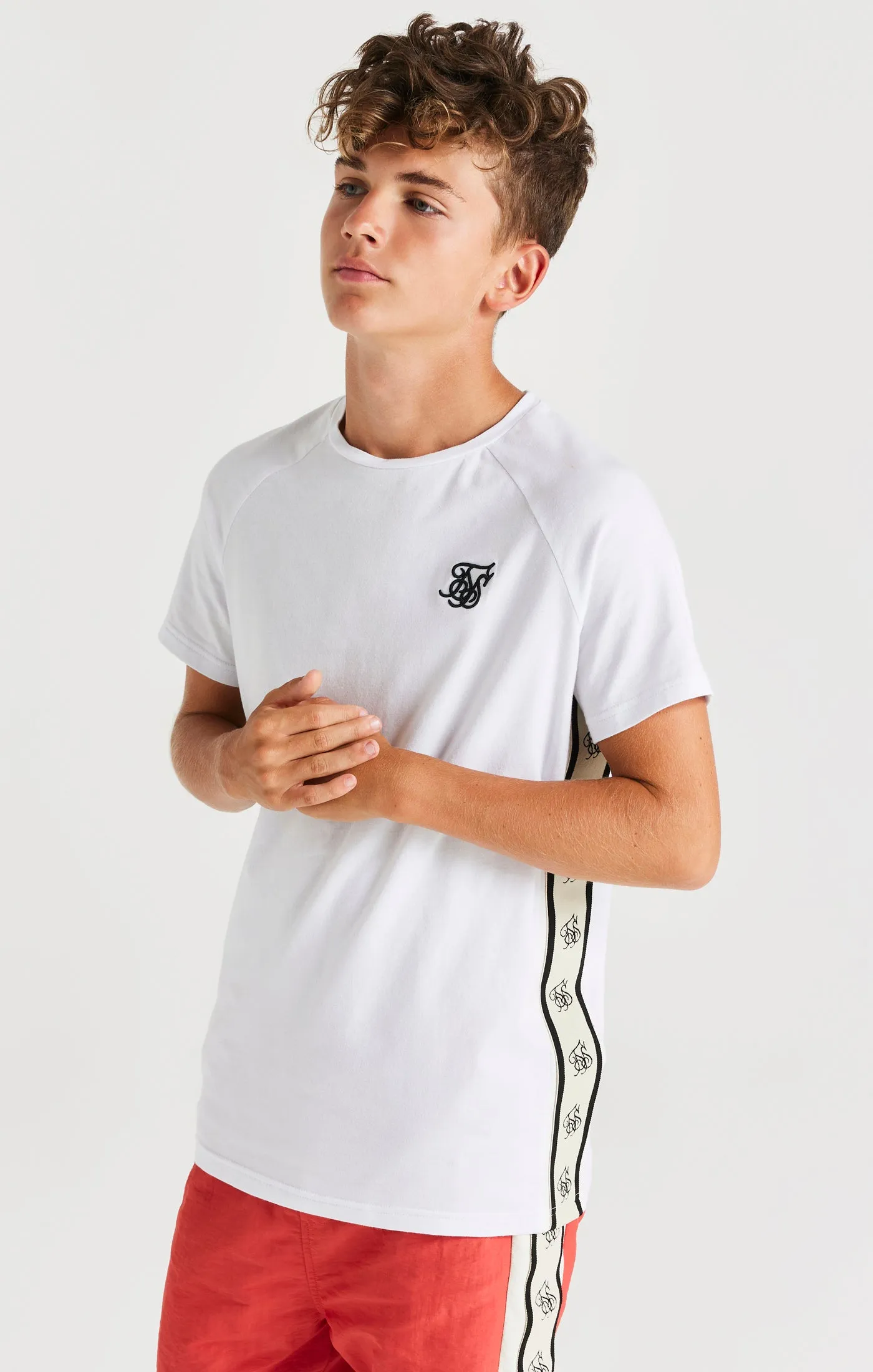 SikSilk Cali Side Tape Tee - White sold by Siksilk