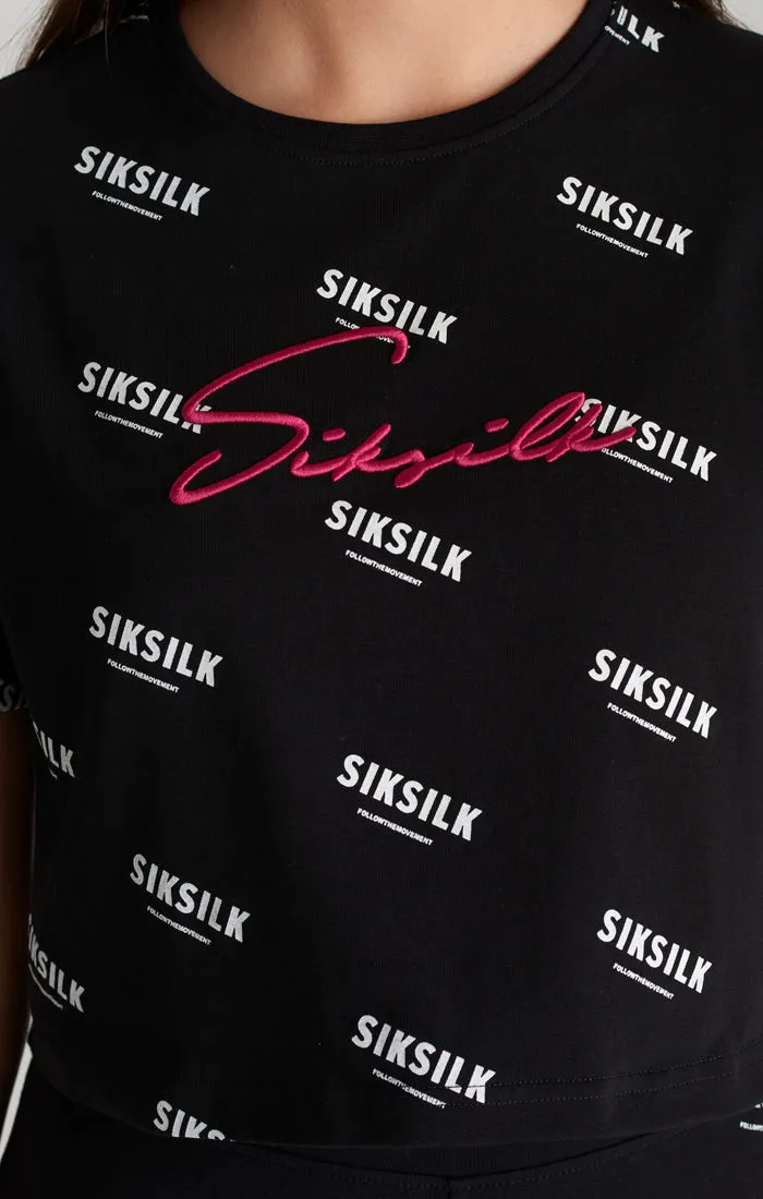 Girls Black Signature Cropped T-Shirt sold by Siksilk product image thumbnail 3