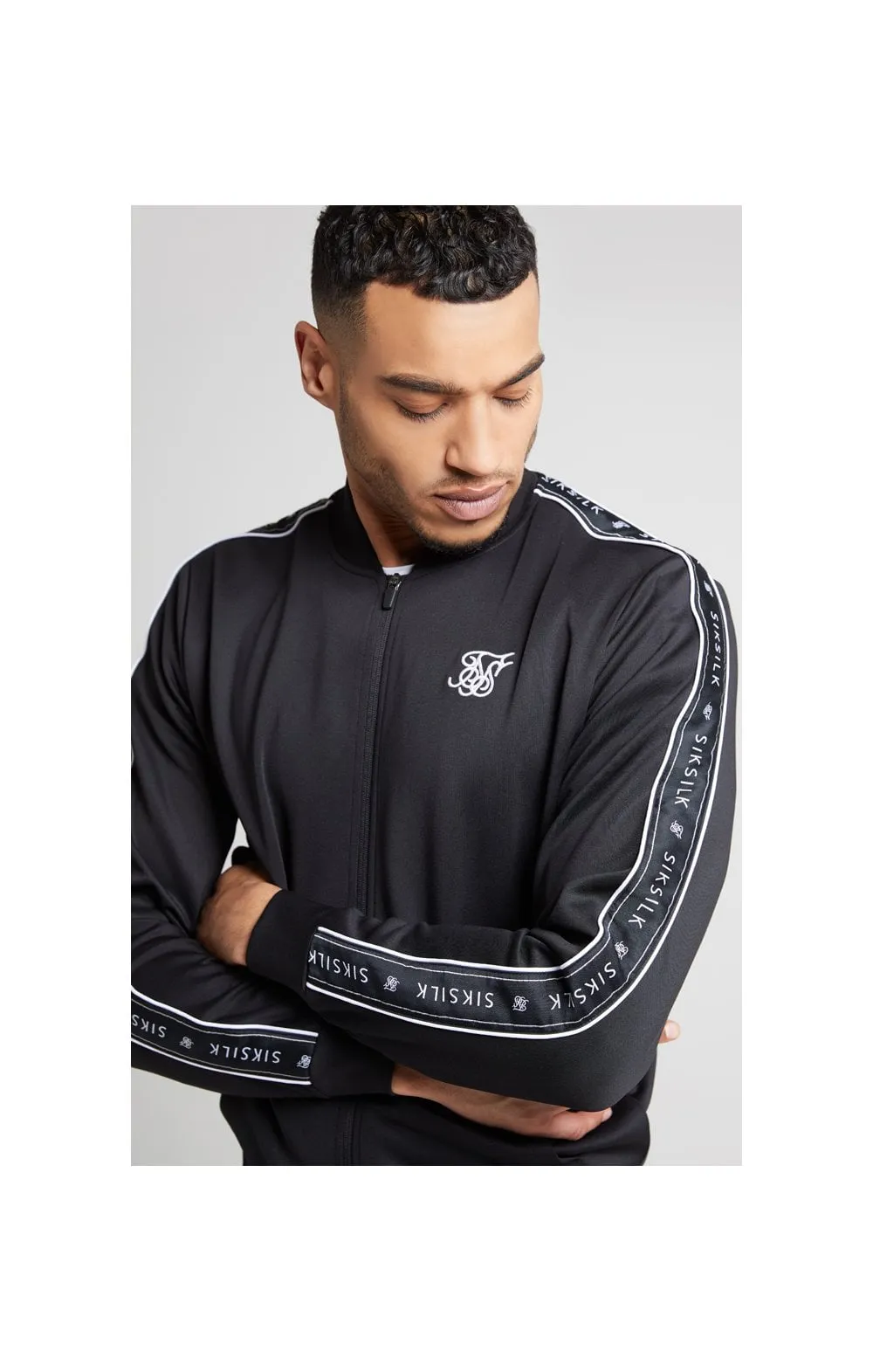 SikSilk Panel Tape Bomber – Black sold by Siksilk