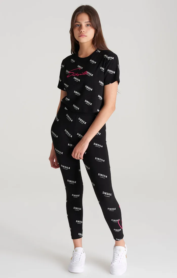 Girls Black Signature Cropped T-Shirt sold by Siksilk product image thumbnail 4