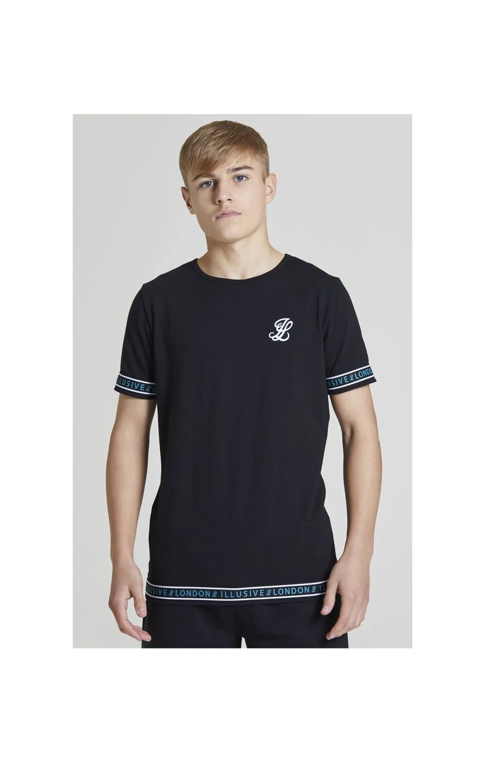 Illusive London Branded Tee - Black & Teal Green sold by Siksilk