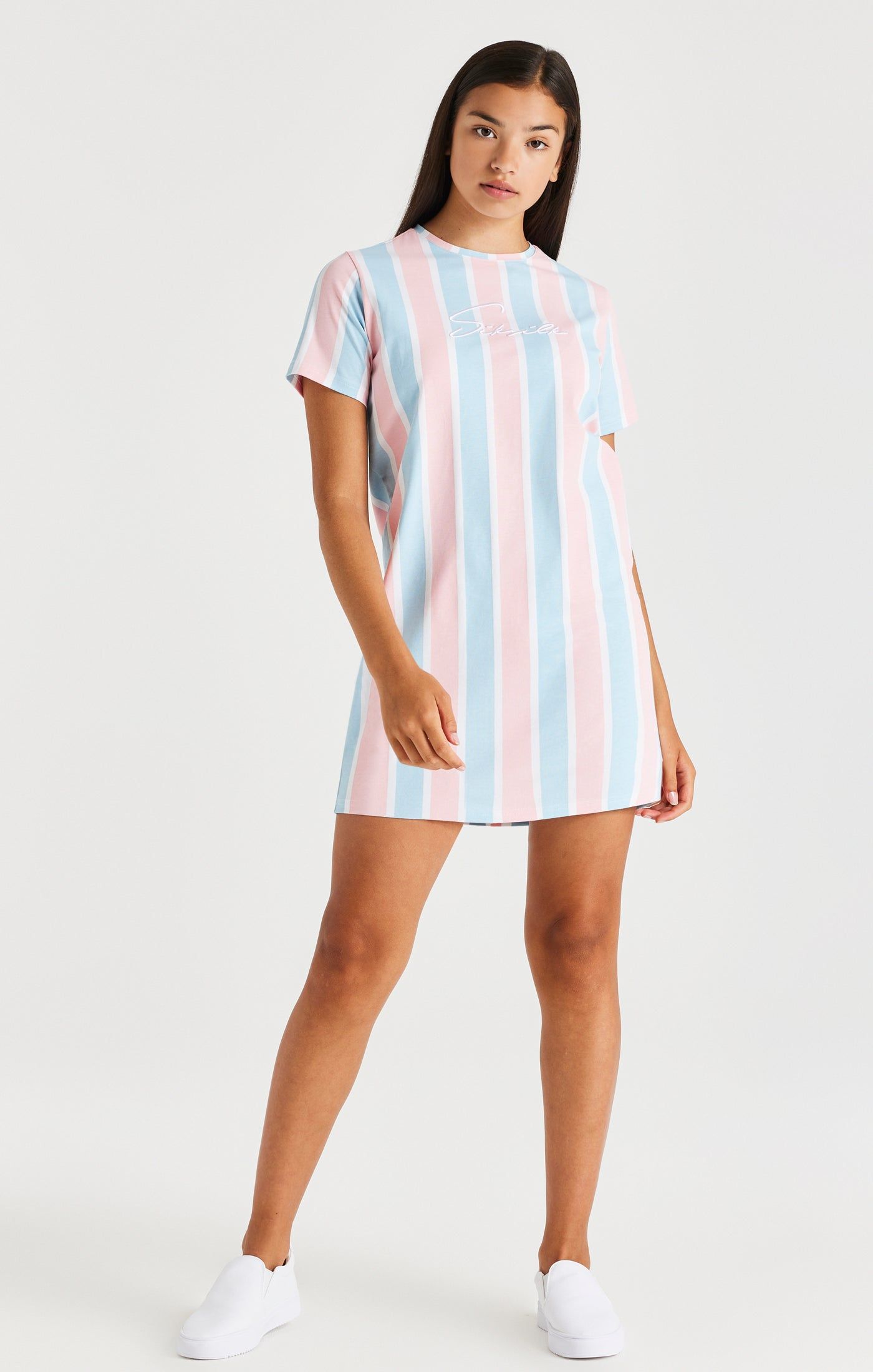 SikSilk Signature Stripe T-Shirt Dress - Blue & Pink sold by Siksilk product image thumbnail 3