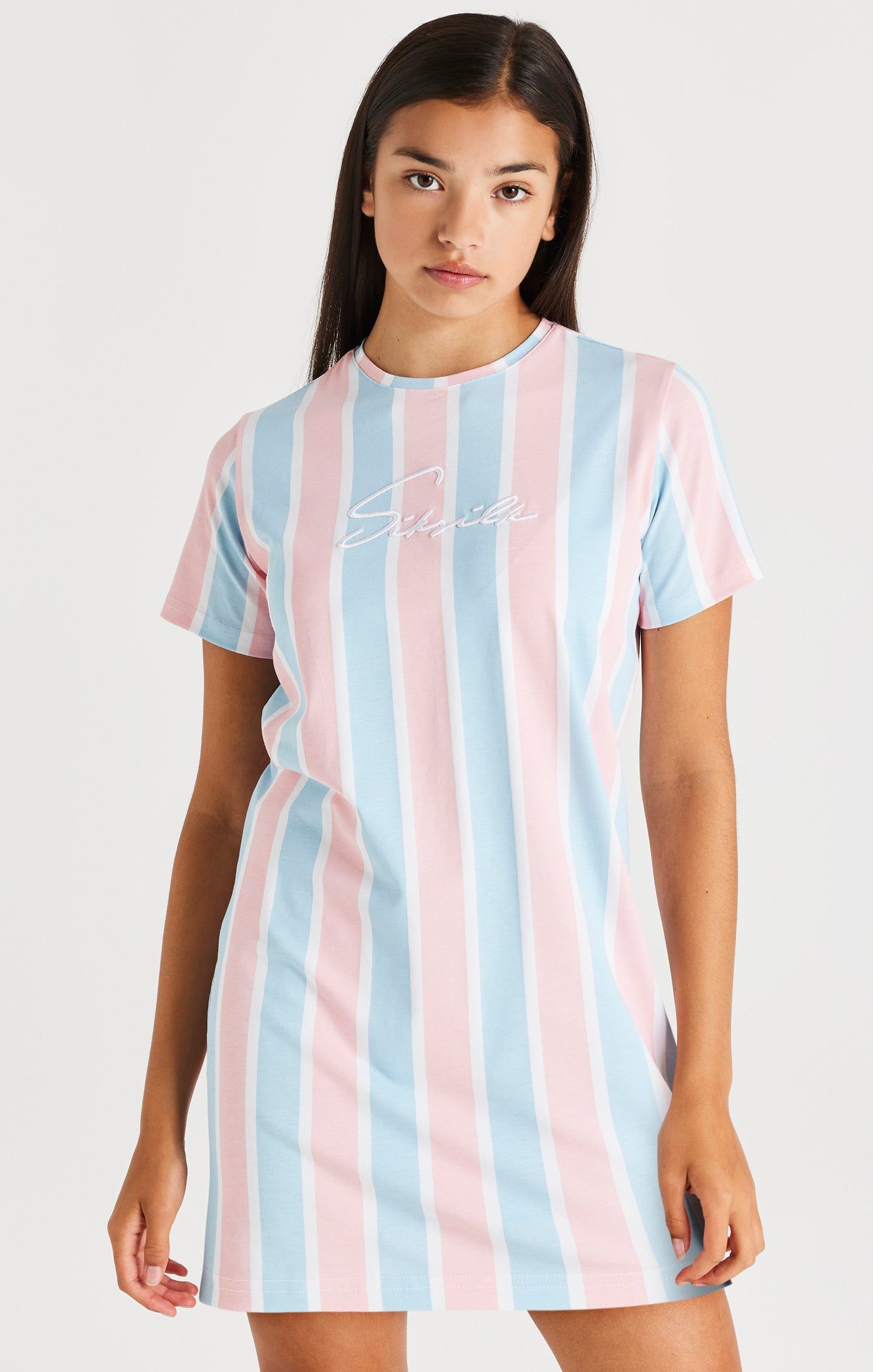 SikSilk Signature Stripe T-Shirt Dress - Blue & Pink sold by Siksilk