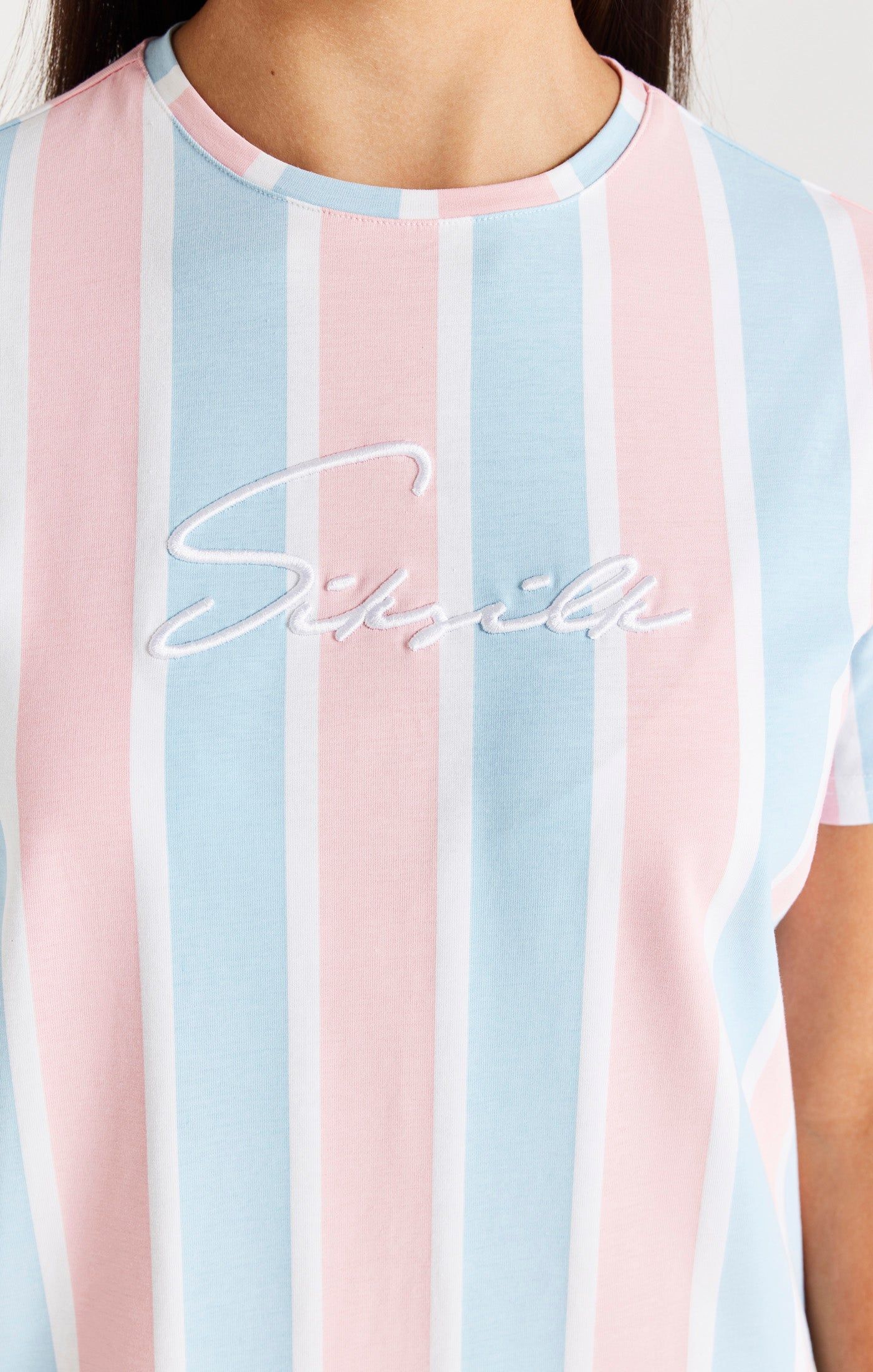 SikSilk Signature Stripe T-Shirt Dress - Blue & Pink sold by Siksilk product image thumbnail 2
