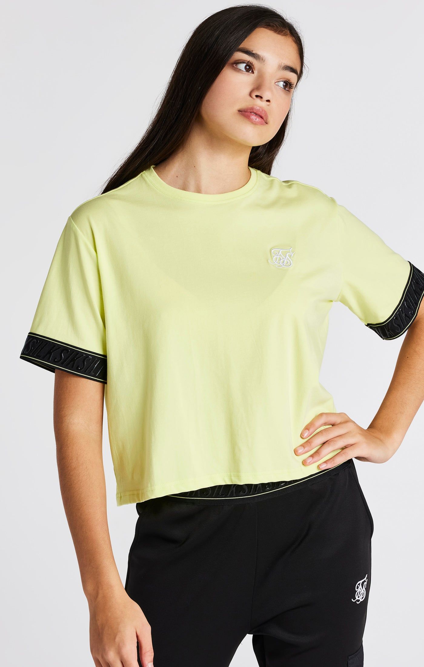 Girls Yellow Taped Crop T-Shirt sold by Siksilk