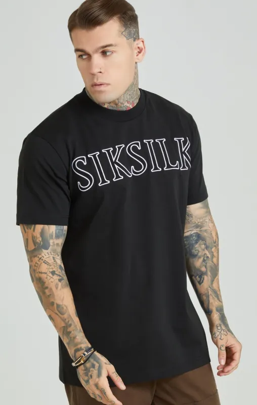 Black Applique Logo Oversized T-Shirt sold by Siksilk