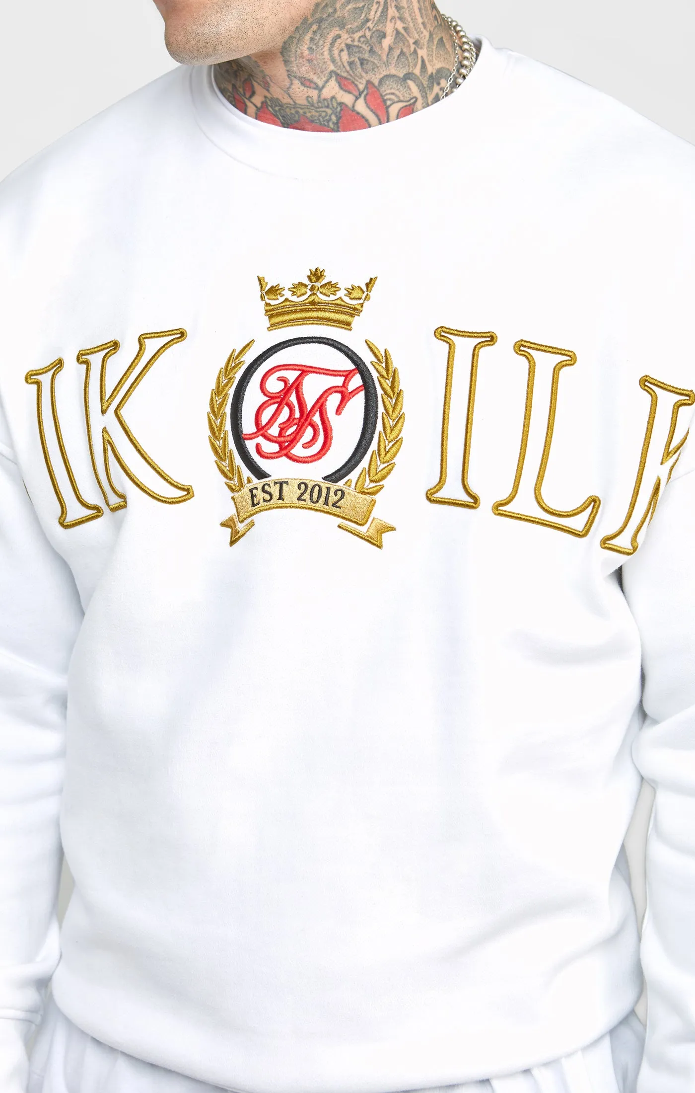 White Crest Embroidery Sweatshirt sold by Siksilk product image thumbnail 2