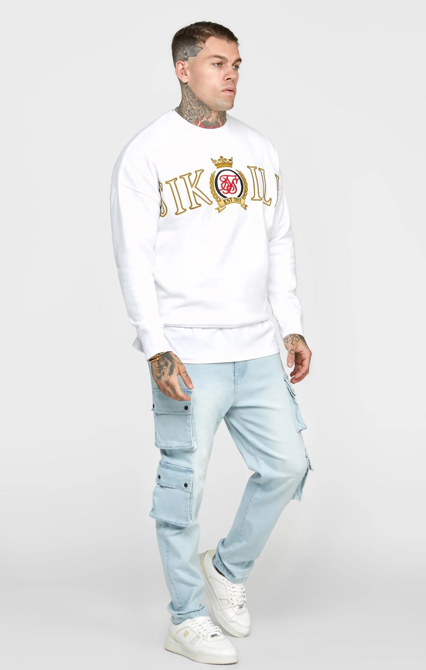 White Crest Embroidery Sweatshirt sold by Siksilk product image thumbnail 4