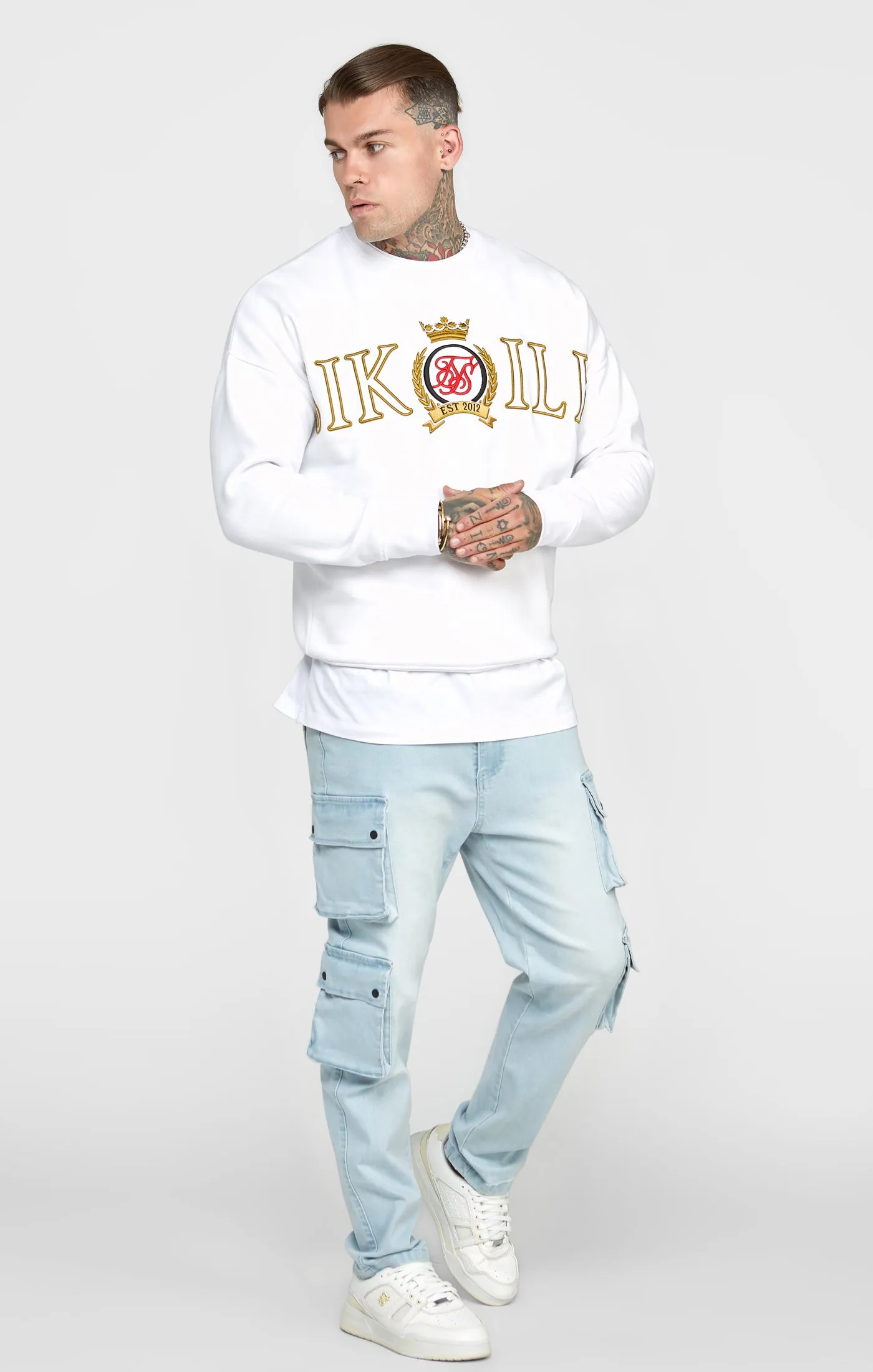 White Crest Embroidery Sweatshirt sold by Siksilk product image thumbnail 3