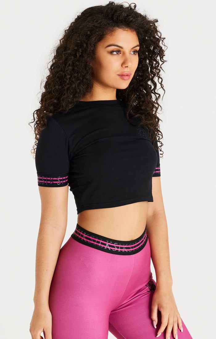 Black Pro Crop T-Shirt sold by Siksilk