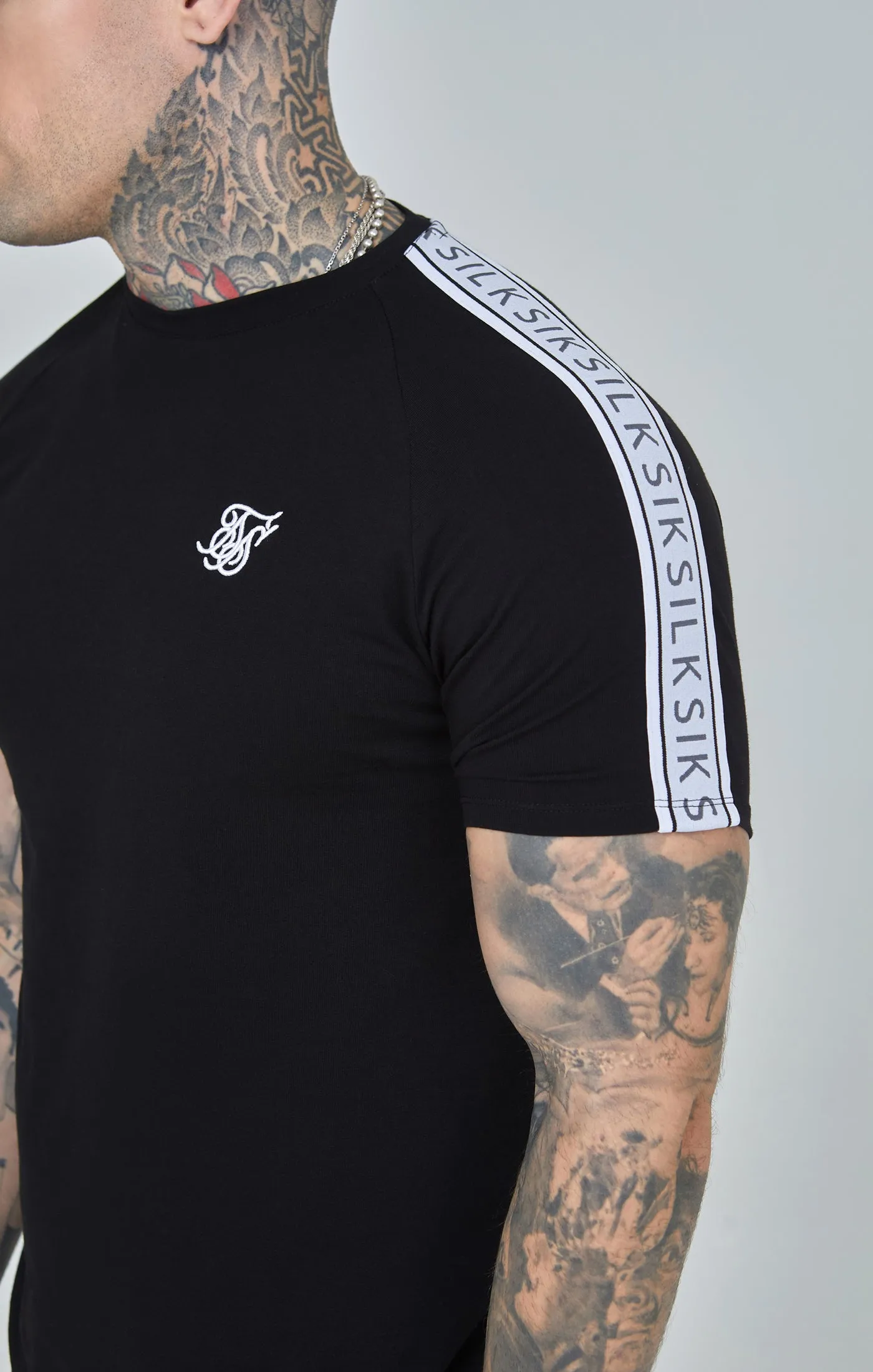 Black Taped Raglan T-Shirt sold by Siksilk product image thumbnail 3