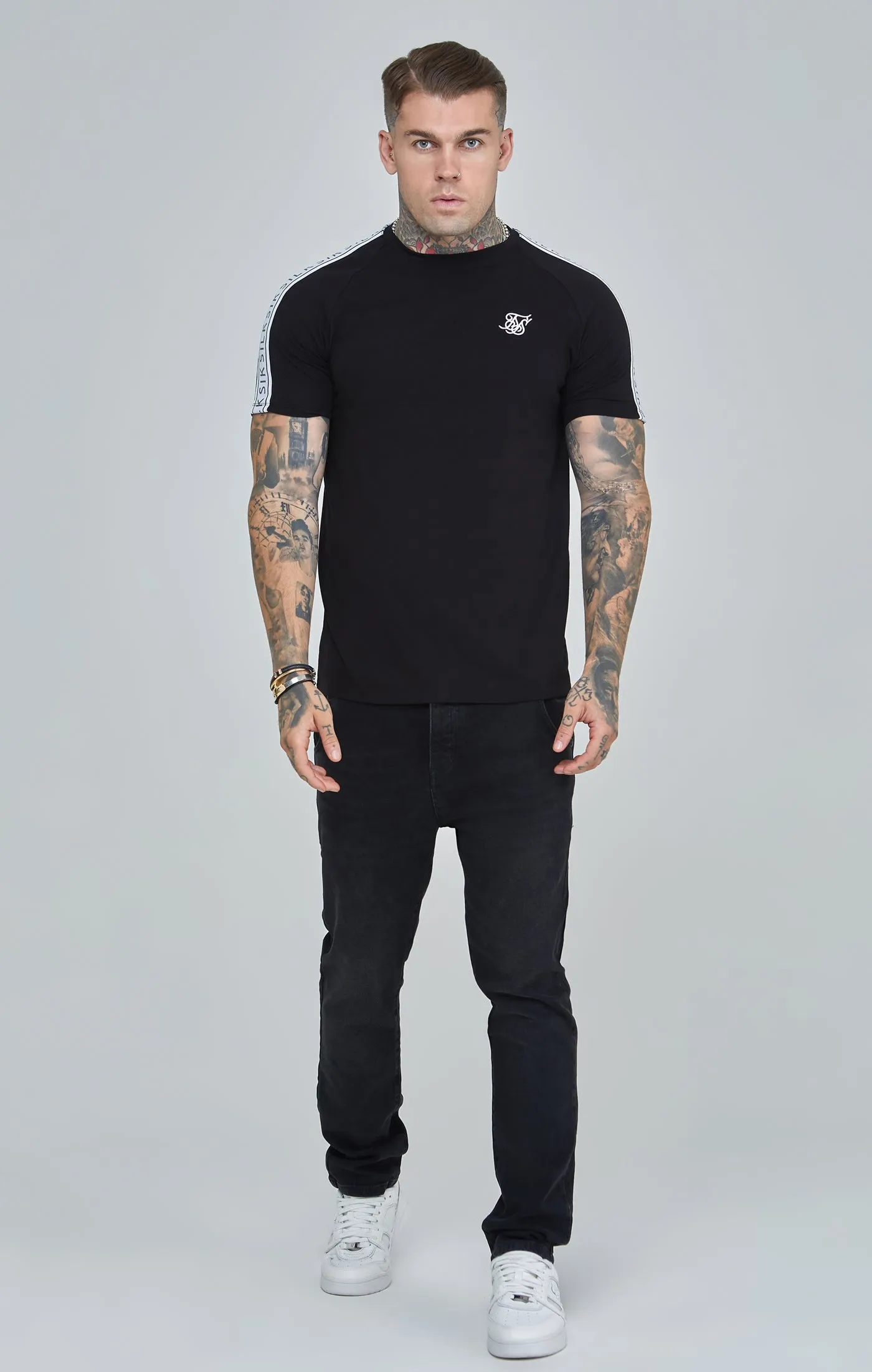 Black Taped Raglan T-Shirt sold by Siksilk product image thumbnail 4