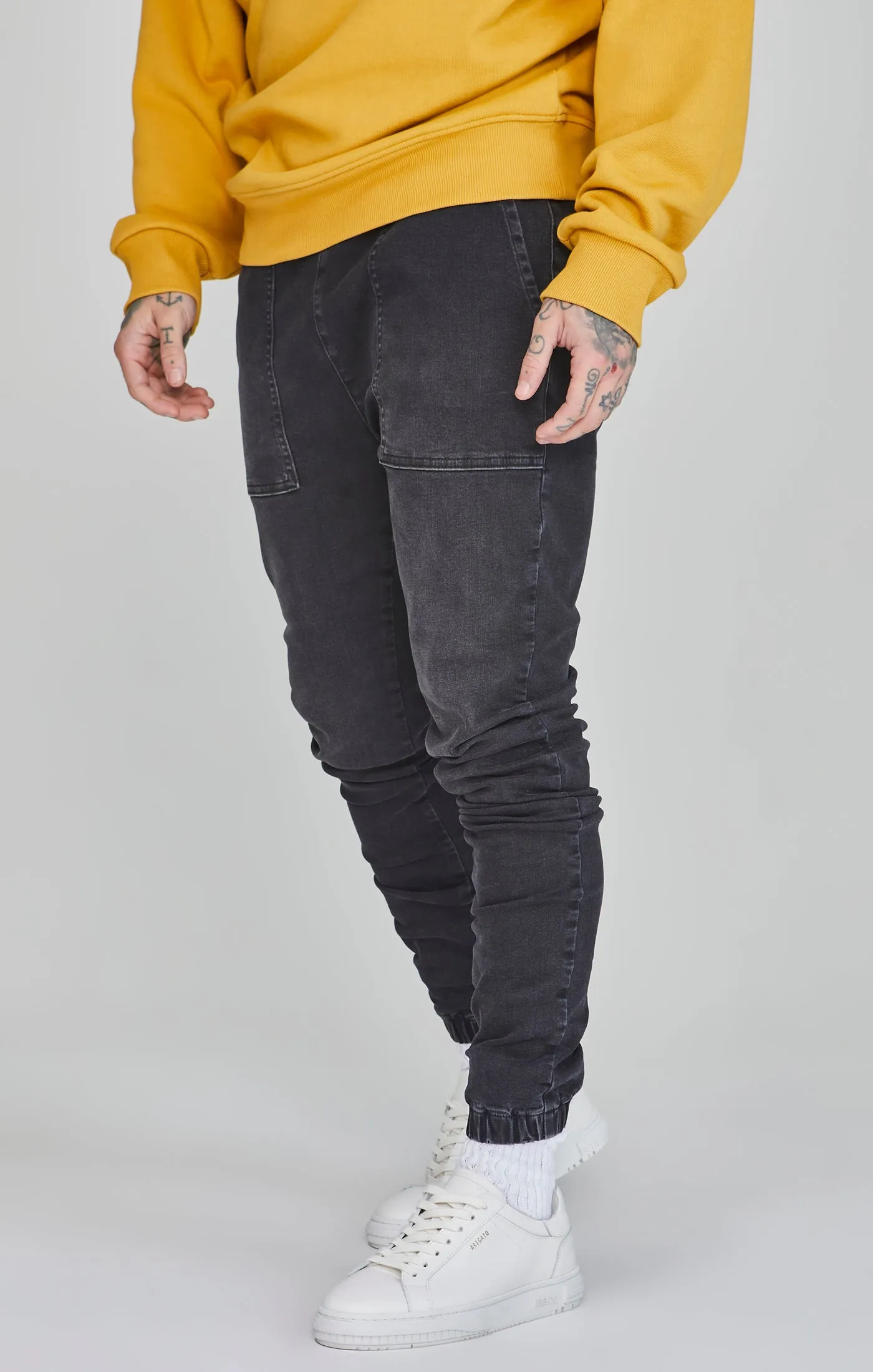 Black Denim Joggers sold by Siksilk