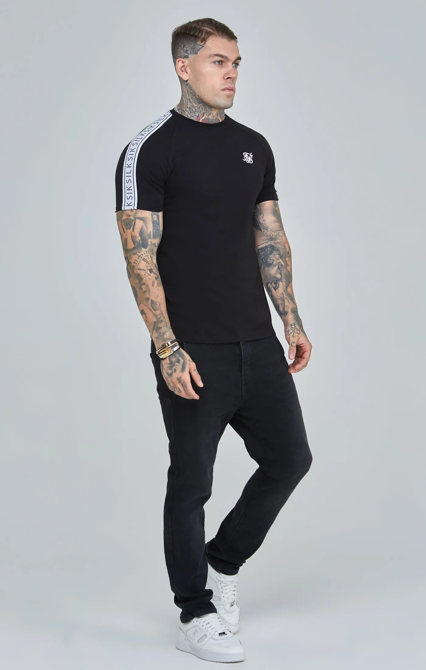 Black Taped Raglan T-Shirt sold by Siksilk product image thumbnail 2