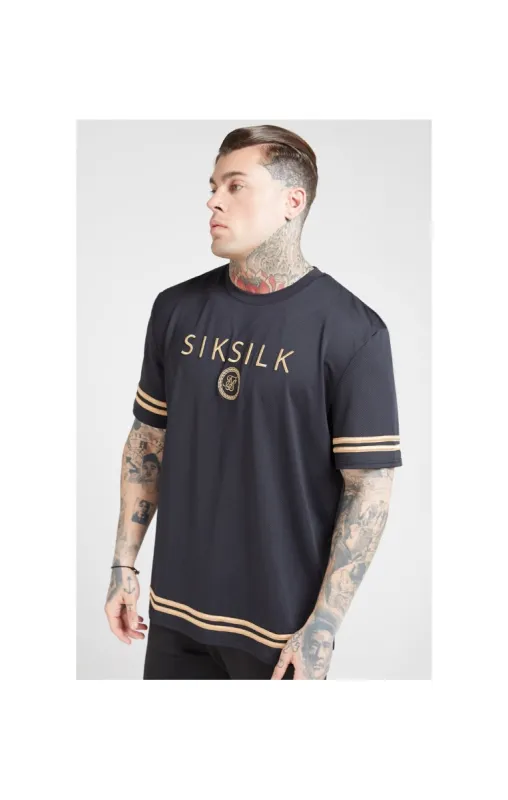 SikSilk S/S Oversize Essentials Tee – Black & Gold sold by Siksilk
