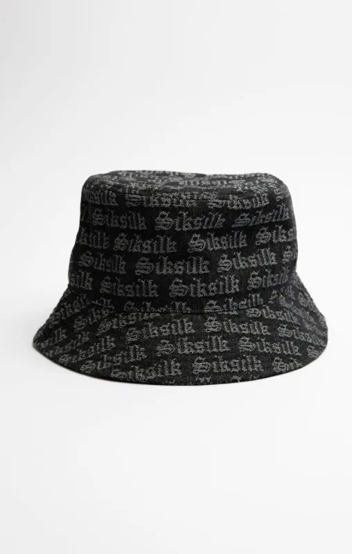Black Jacquard Denim Bucket Hat sold by Siksilk
