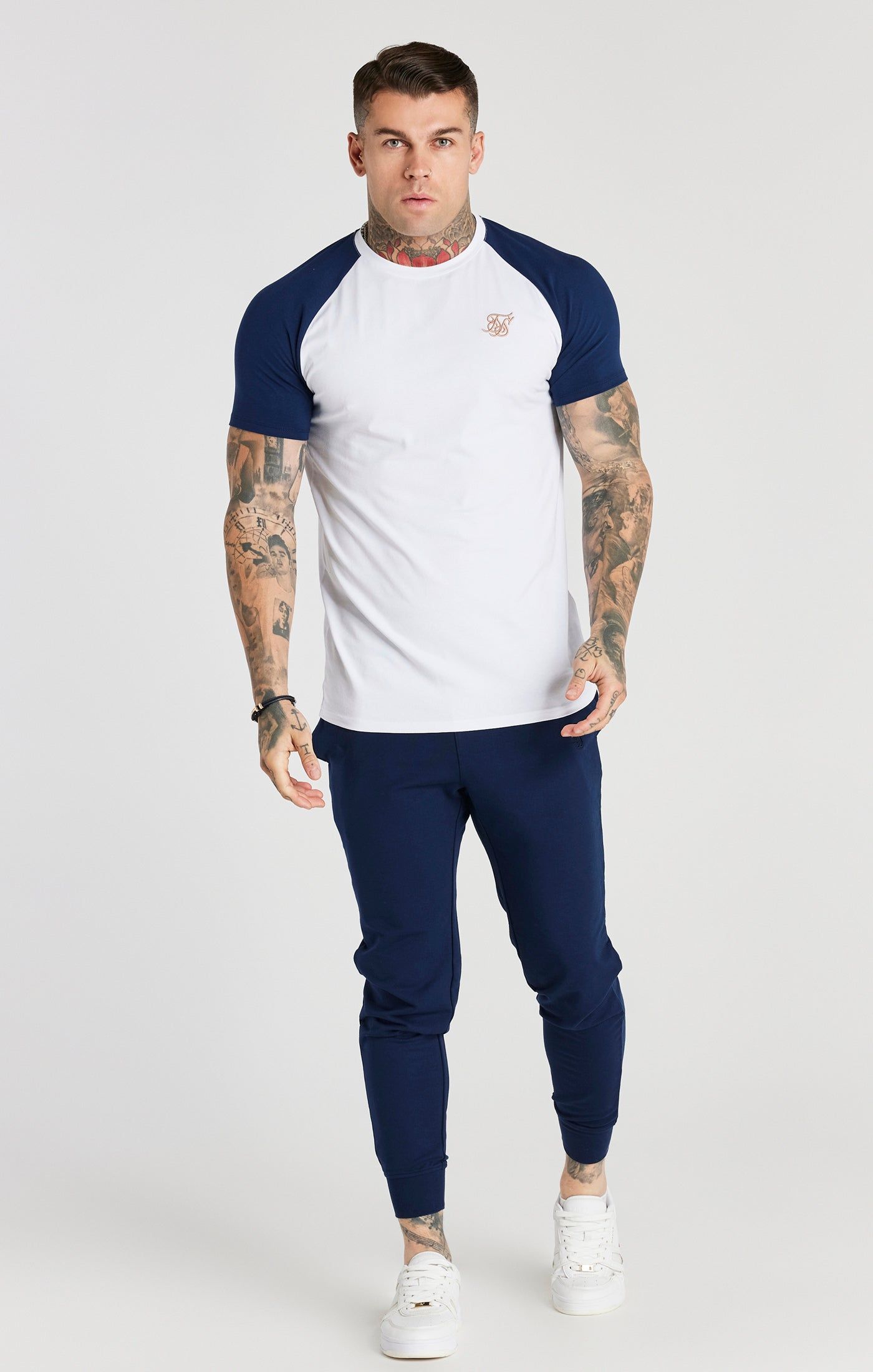 White Raglan Muscle Fit T-Shirt sold by Siksilk product image thumbnail 3