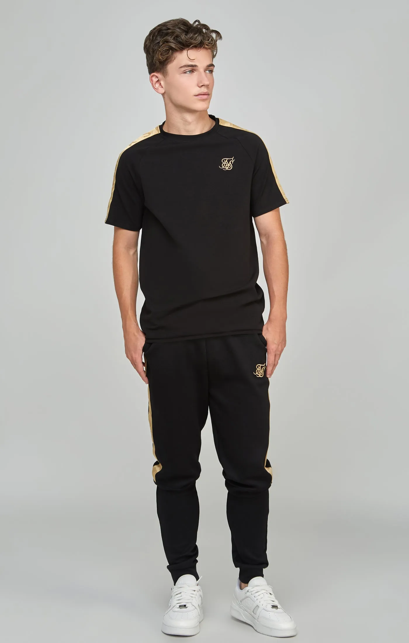 Boys Black Taped Raglan T-Shirt sold by Siksilk product image thumbnail 3