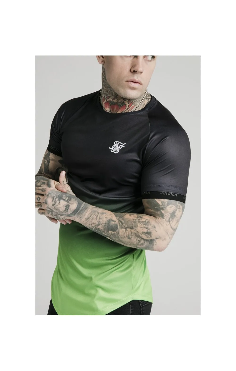 SikSilk S/S Fade Tech Tee - Black & Fluro sold by Siksilk product image thumbnail 2