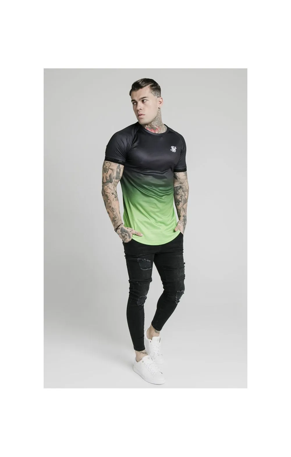 SikSilk S/S Fade Tech Tee - Black & Fluro sold by Siksilk product image thumbnail 4