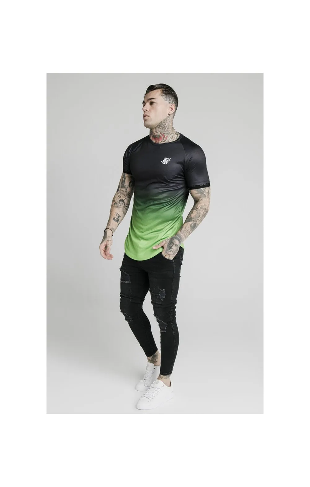 SikSilk S/S Fade Tech Tee - Black & Fluro sold by Siksilk product image thumbnail 5