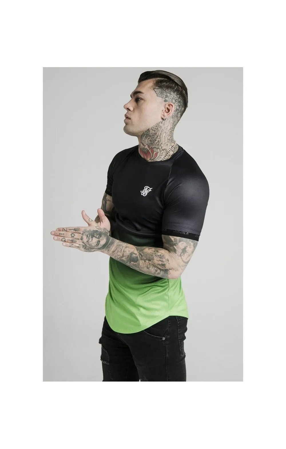 SikSilk S/S Fade Tech Tee - Black & Fluro sold by Siksilk