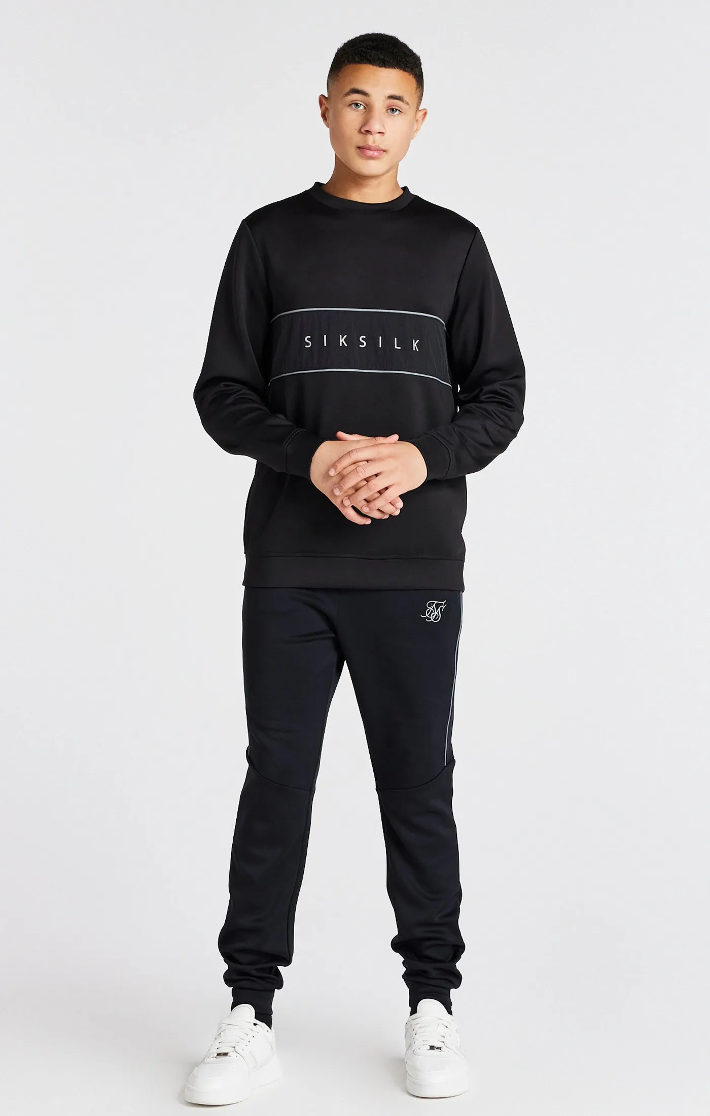 Boys Black Poly Crew Sweatshirt sold by Siksilk product image thumbnail 3