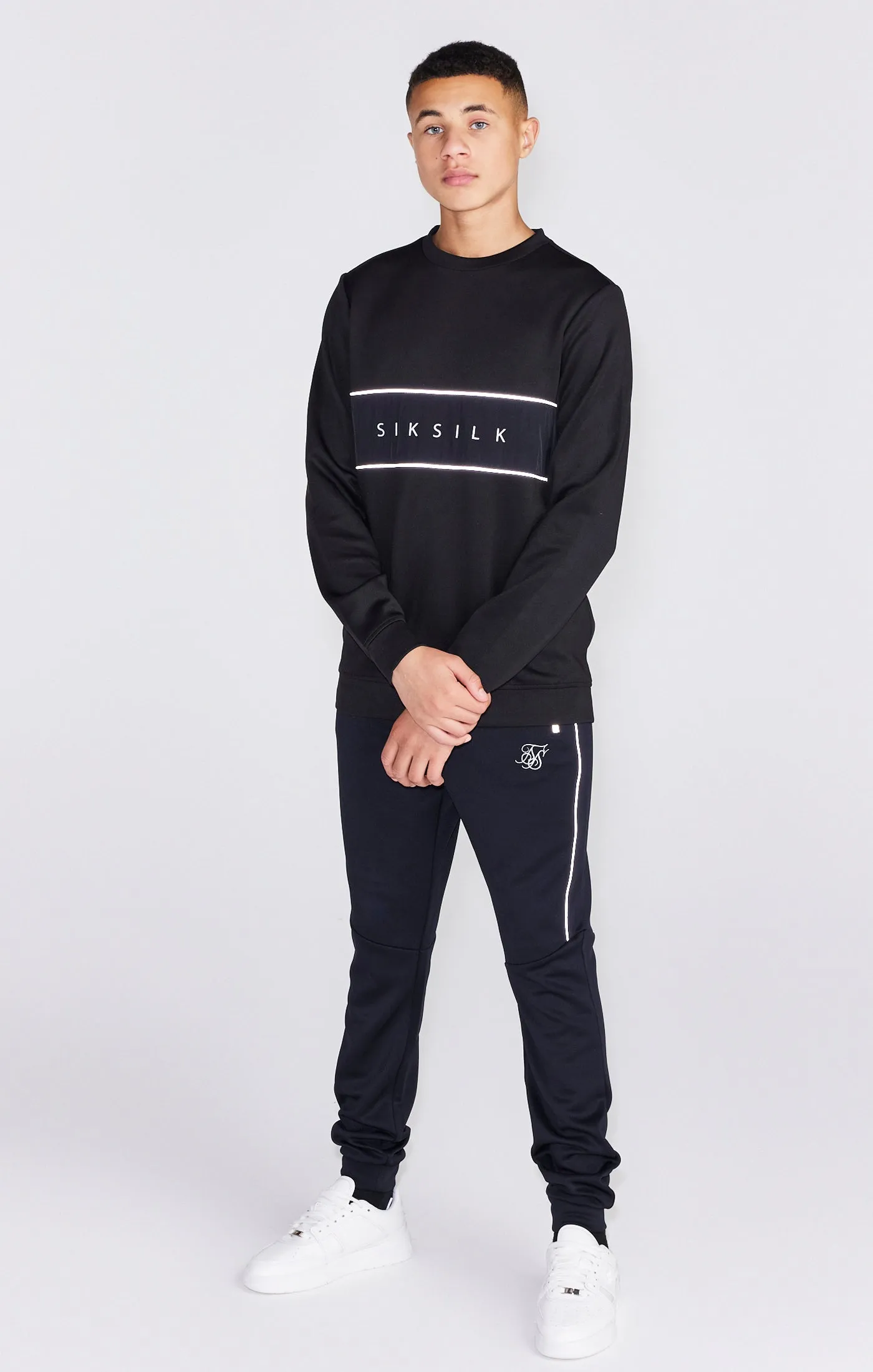 Boys Black Poly Crew Sweatshirt sold by Siksilk product image thumbnail 4