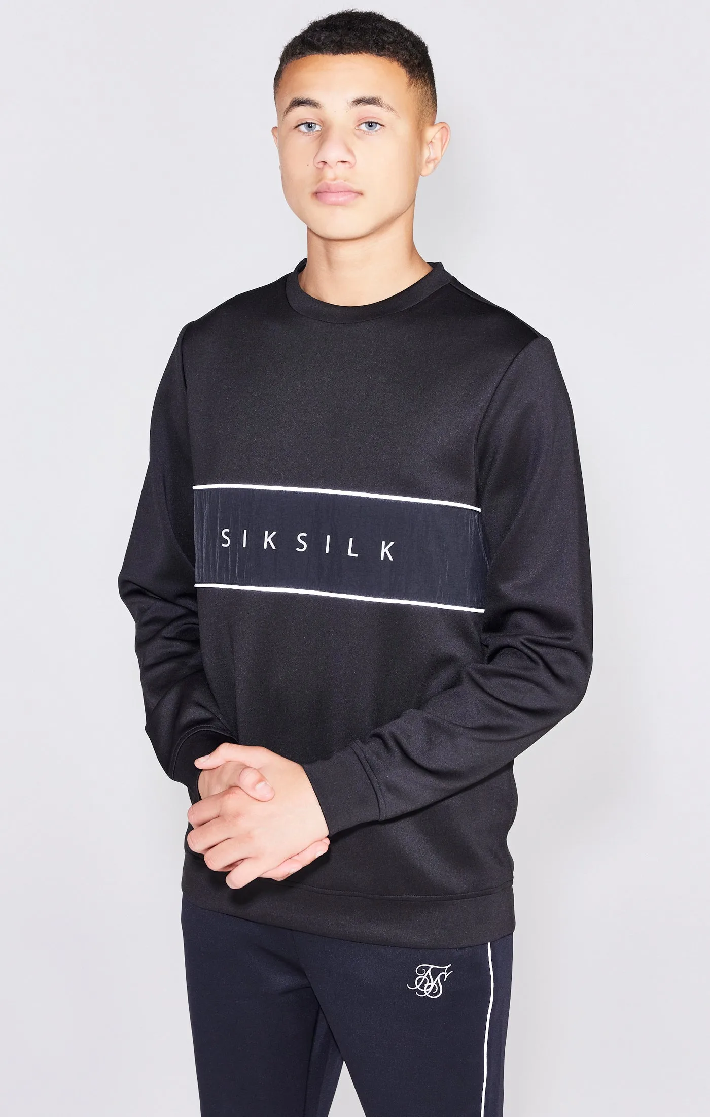 Boys Black Poly Crew Sweatshirt sold by Siksilk