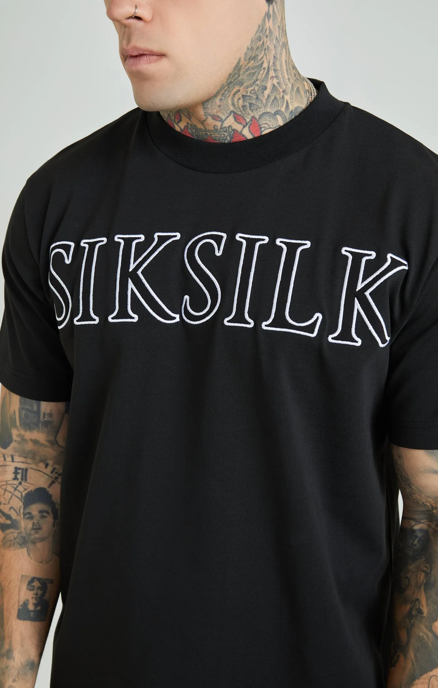 Black Applique Logo Oversized T-Shirt sold by Siksilk product image thumbnail 3